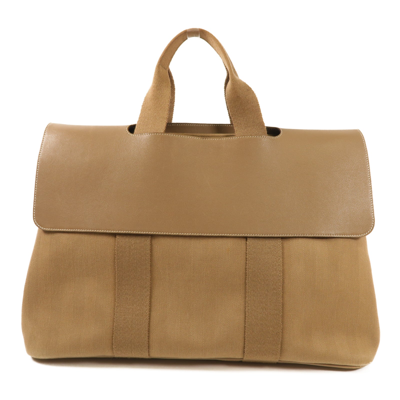 HERMES 帆布Valparaiso MM銀扣手挽袋Etoupe