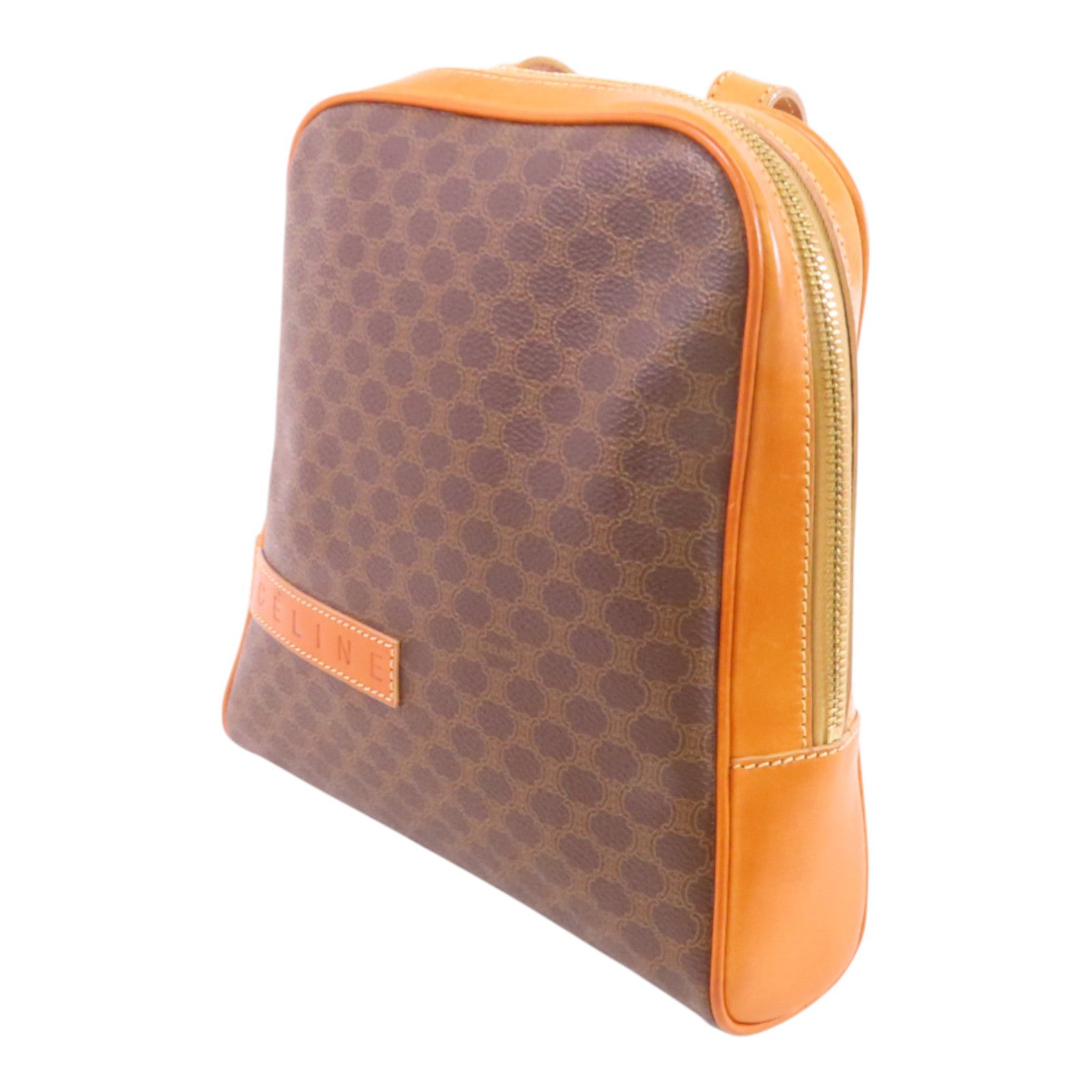 CELINE 塗層皮革Vintage Celine Backpack金扣背包