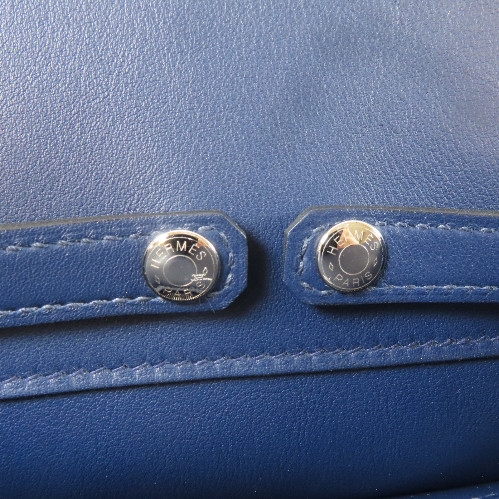 HERMES 【激減優惠】Swift皮革Birkin 25 Shadow銀扣手挽袋深藍色