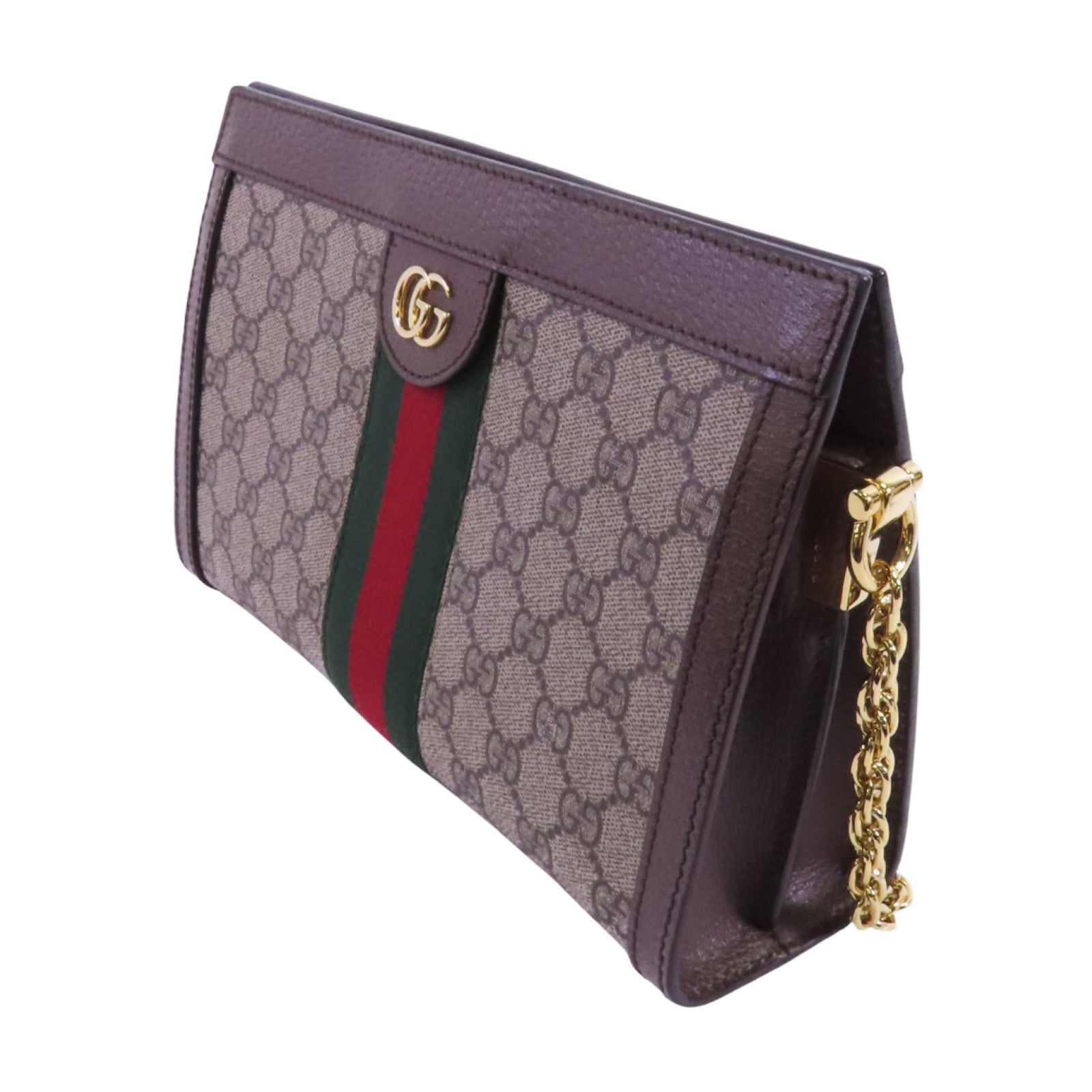 GUCCI 塗層帆布Ophidia GG金扣鏈帶肩背袋