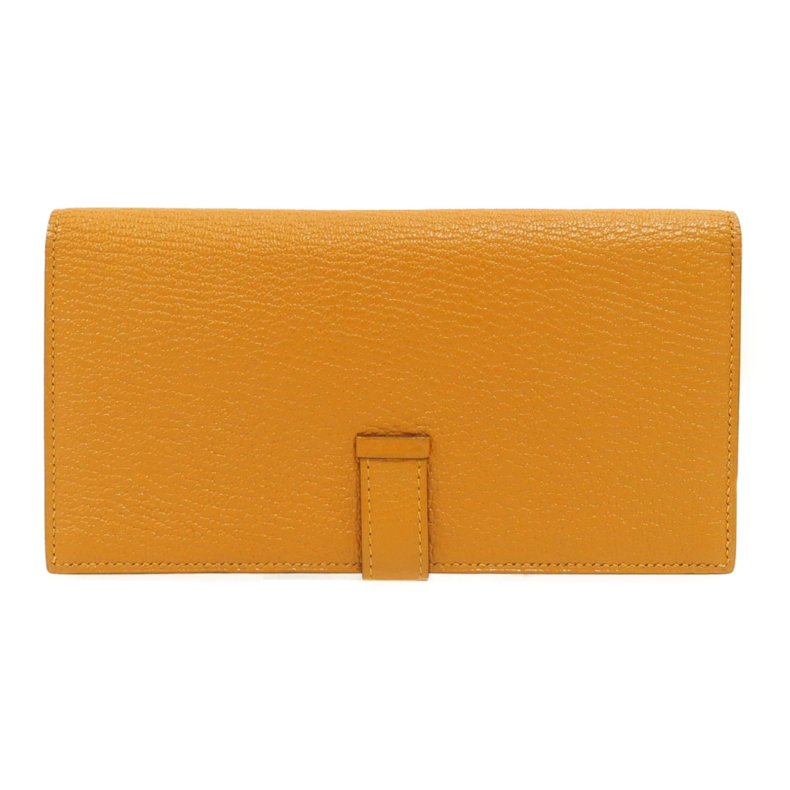 HERMES Chevre皮革Bearn Wallet銀扣長錢包Caramel/焦糖色