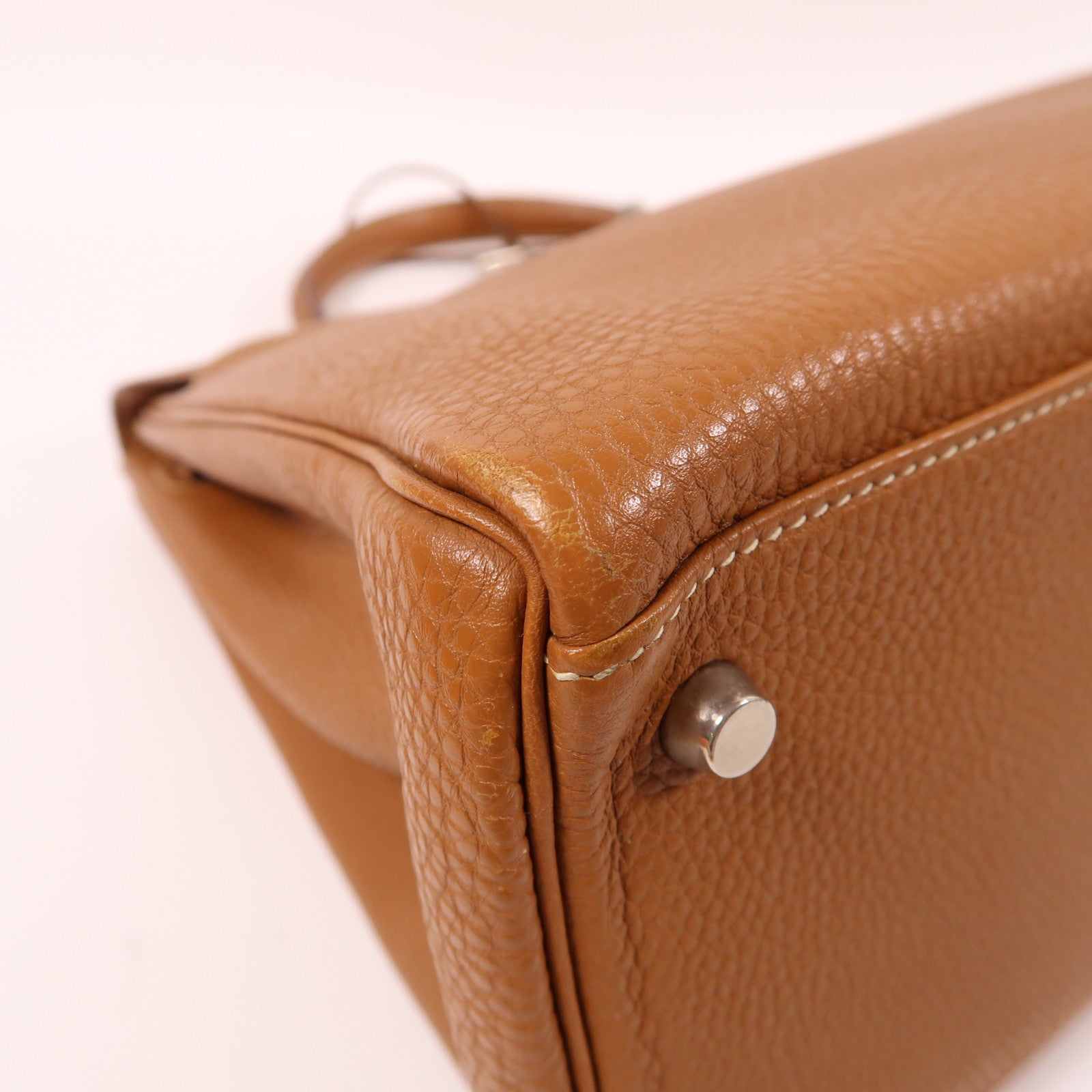 HERMES Togo皮革Kelly 35銀扣手挽肩背兩用袋金色