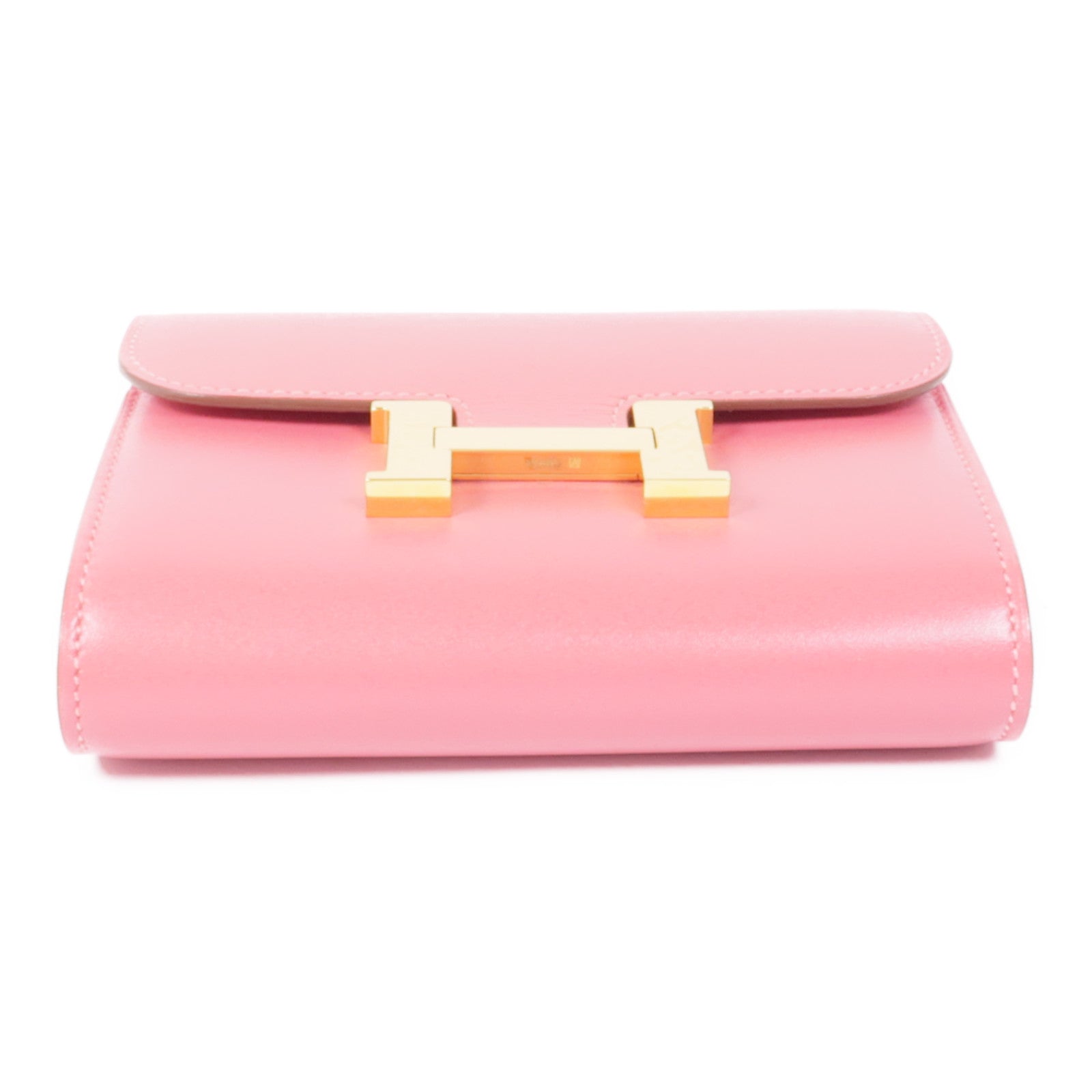 HERMES Swift皮革Constance Wallet金扣錢包U5 Rose Lipstick