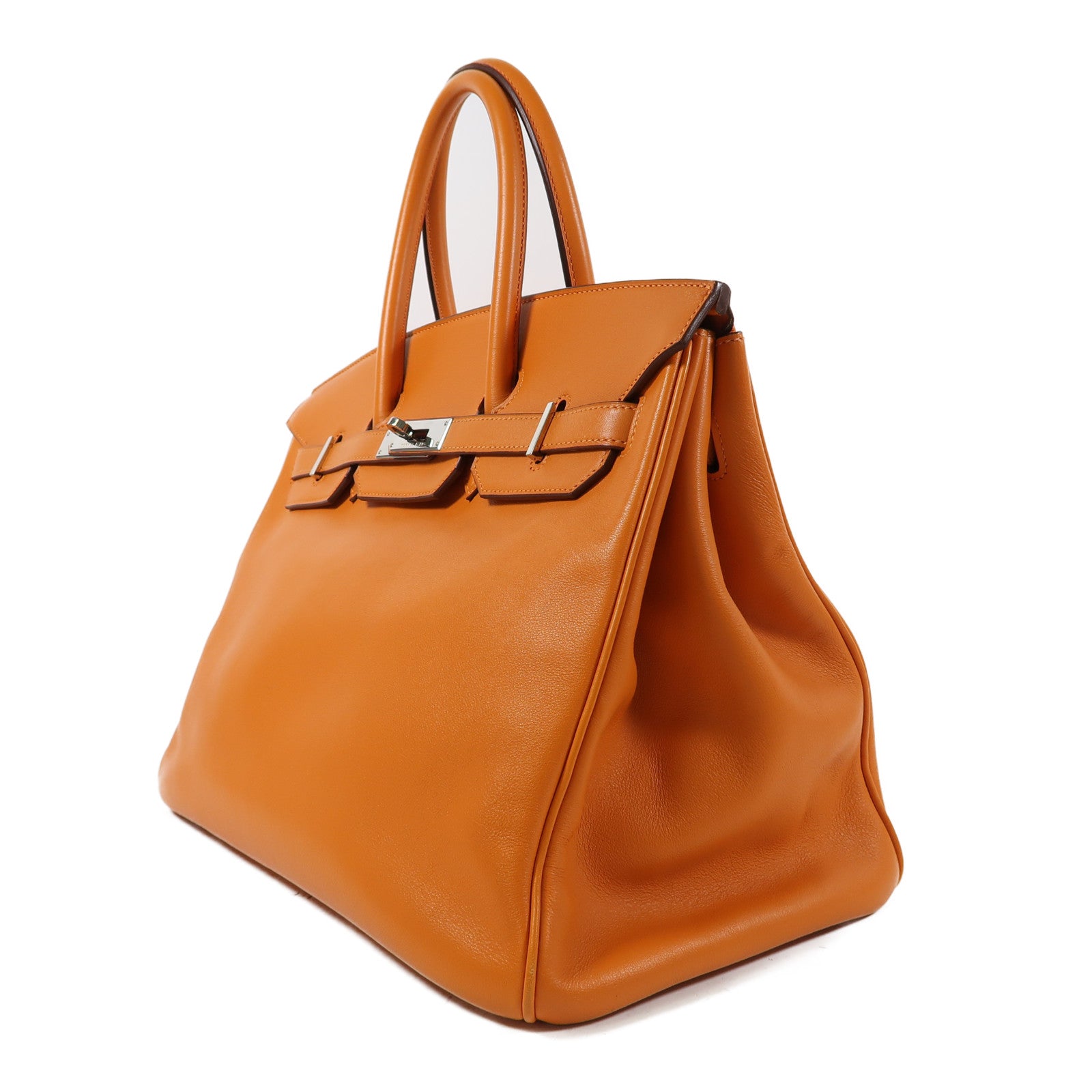 HERMES Swift皮革Birkin 35銀扣手挽袋Orange橙色