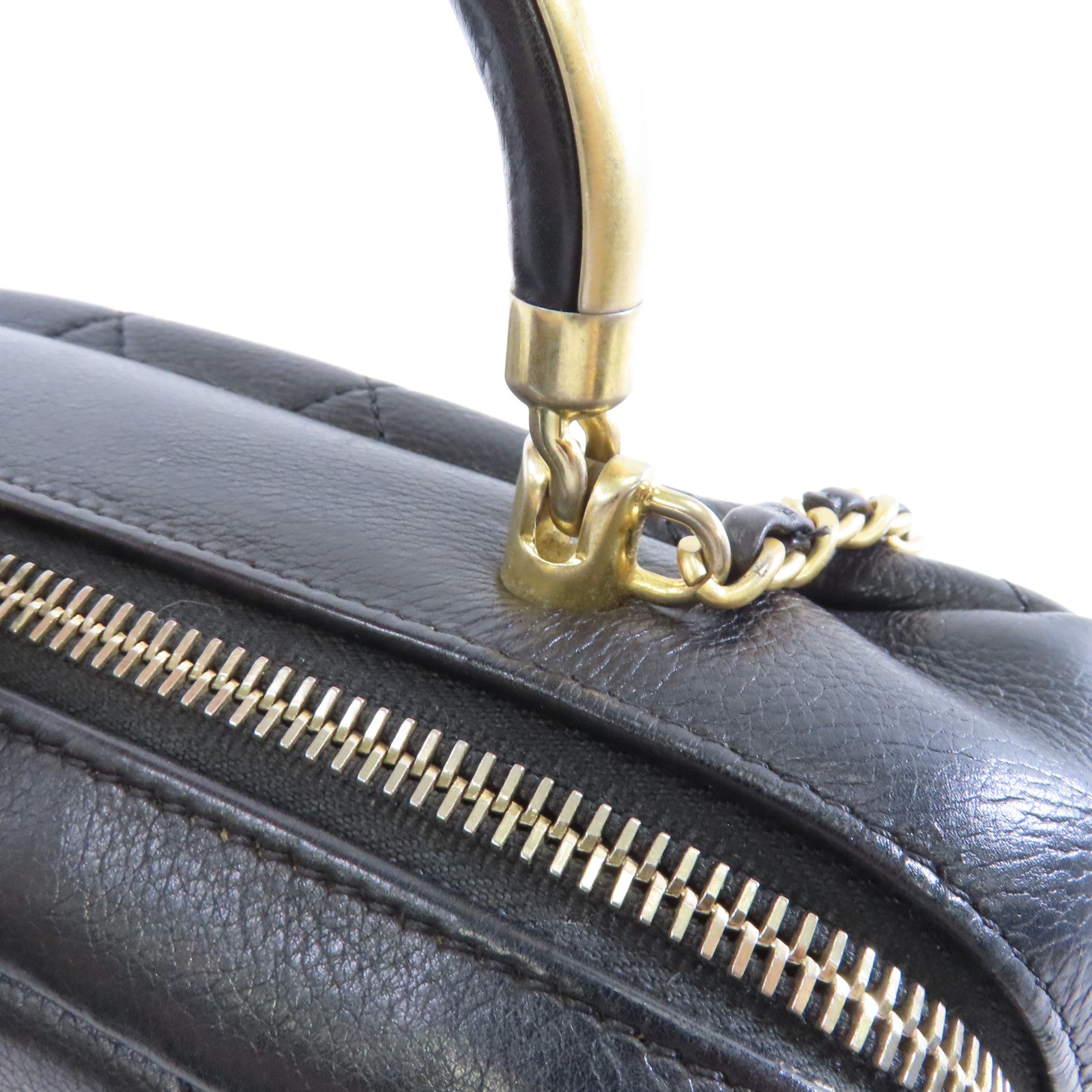 CHANEL 菱格羊皮皮革2way Shoulder Bag金扣手挽肩背兩用袋黑色
