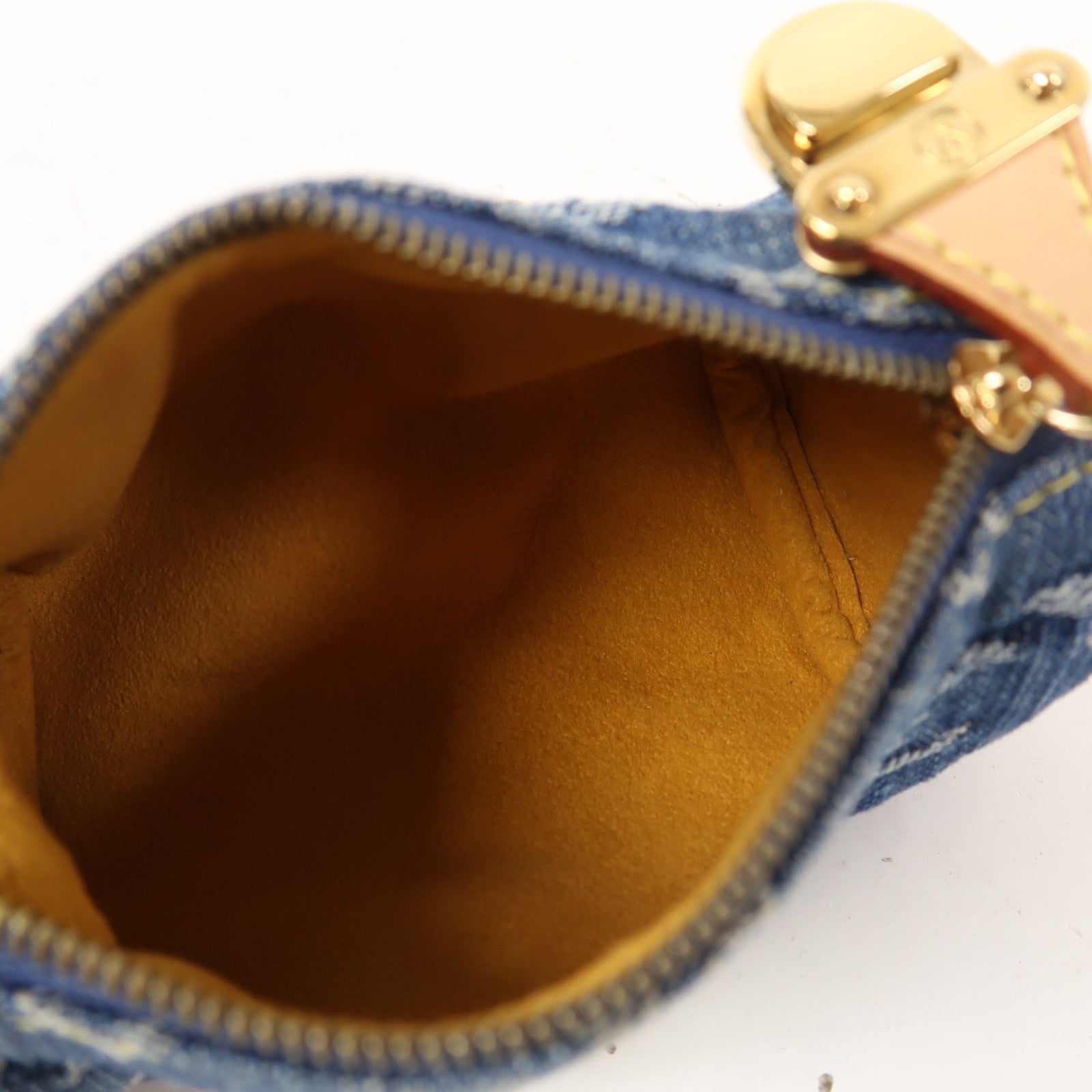LOUIS VUITTON Monogram Denim Trousse Speedy PM Pouch金扣零錢包藍色