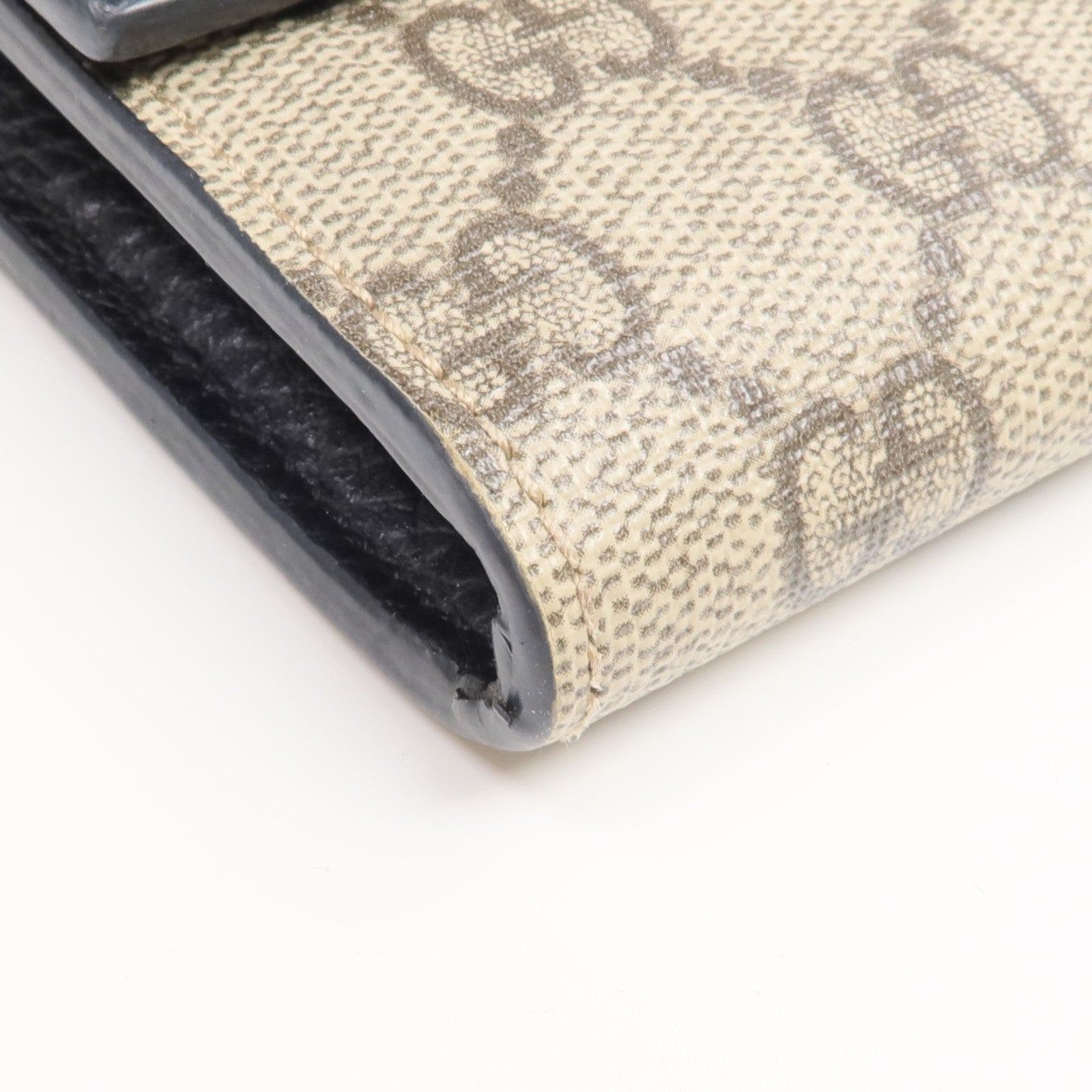 GUCCI 塗層帆布/皮革Long Wallet金扣長錢包