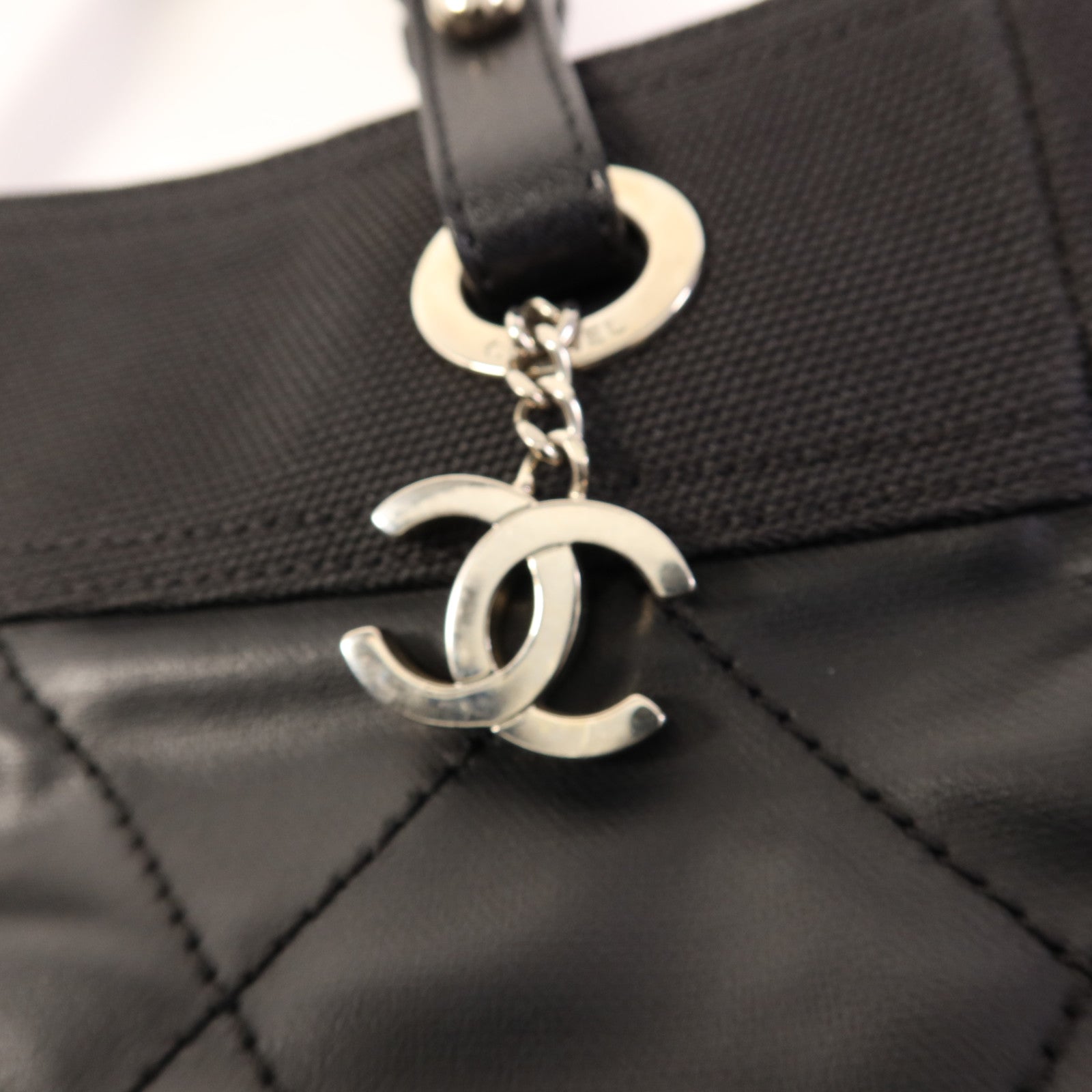 CHANEL 塗層帆布Shoulder Tote銀扣肩背袋/手挽袋