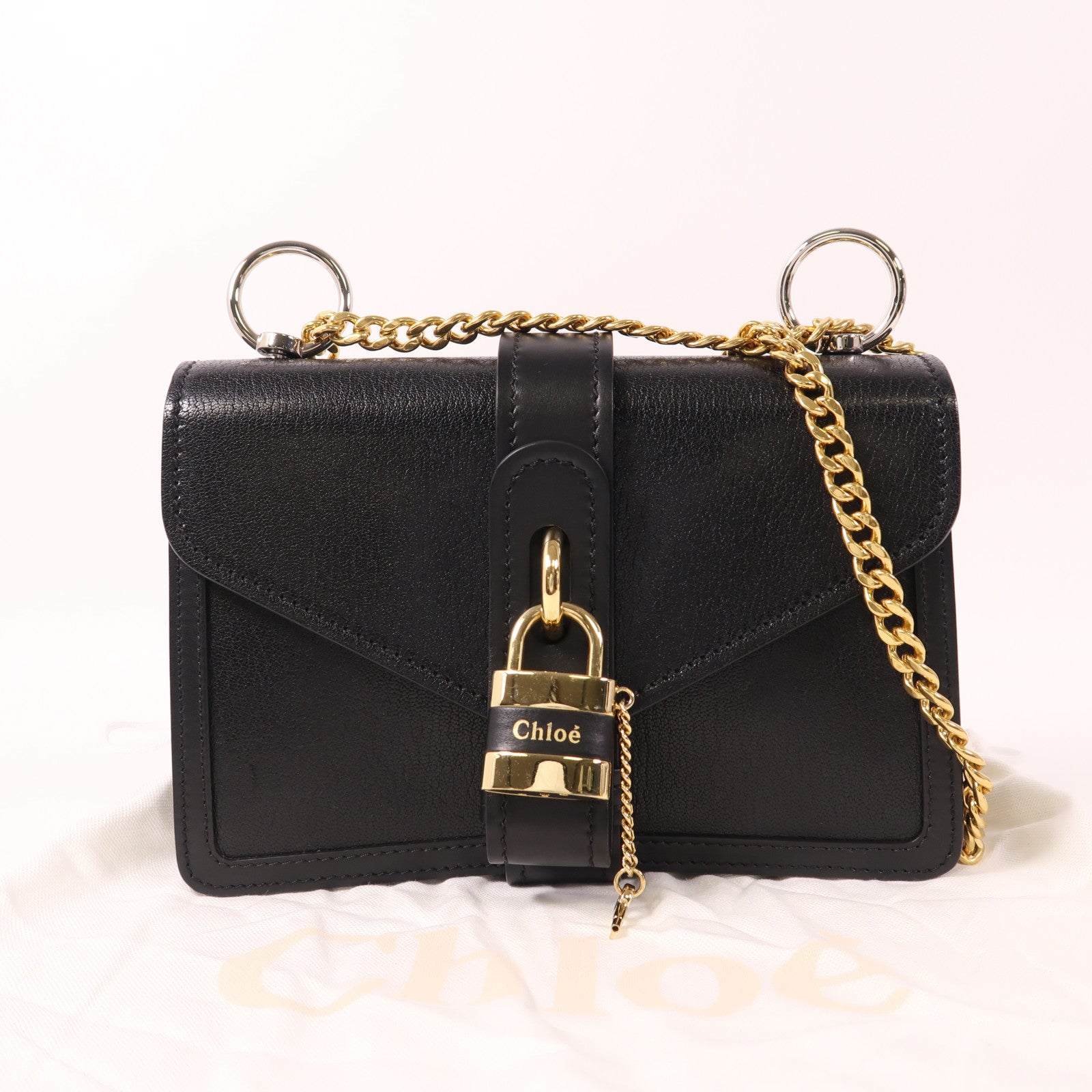 Chloe 牛皮皮革Aby Chain金扣鏈帶肩背袋