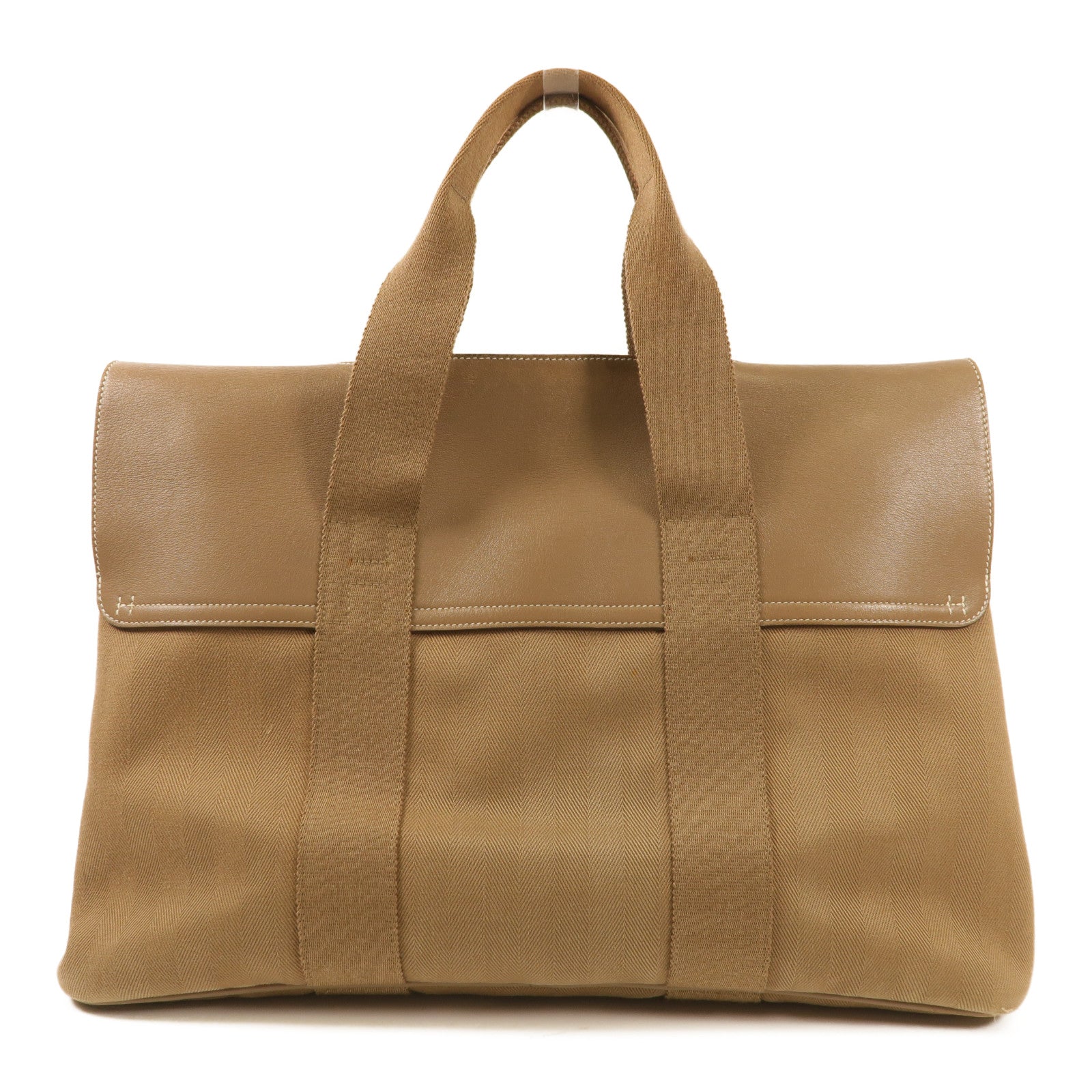 HERMES 帆布Valparaiso MM銀扣手挽袋Etoupe