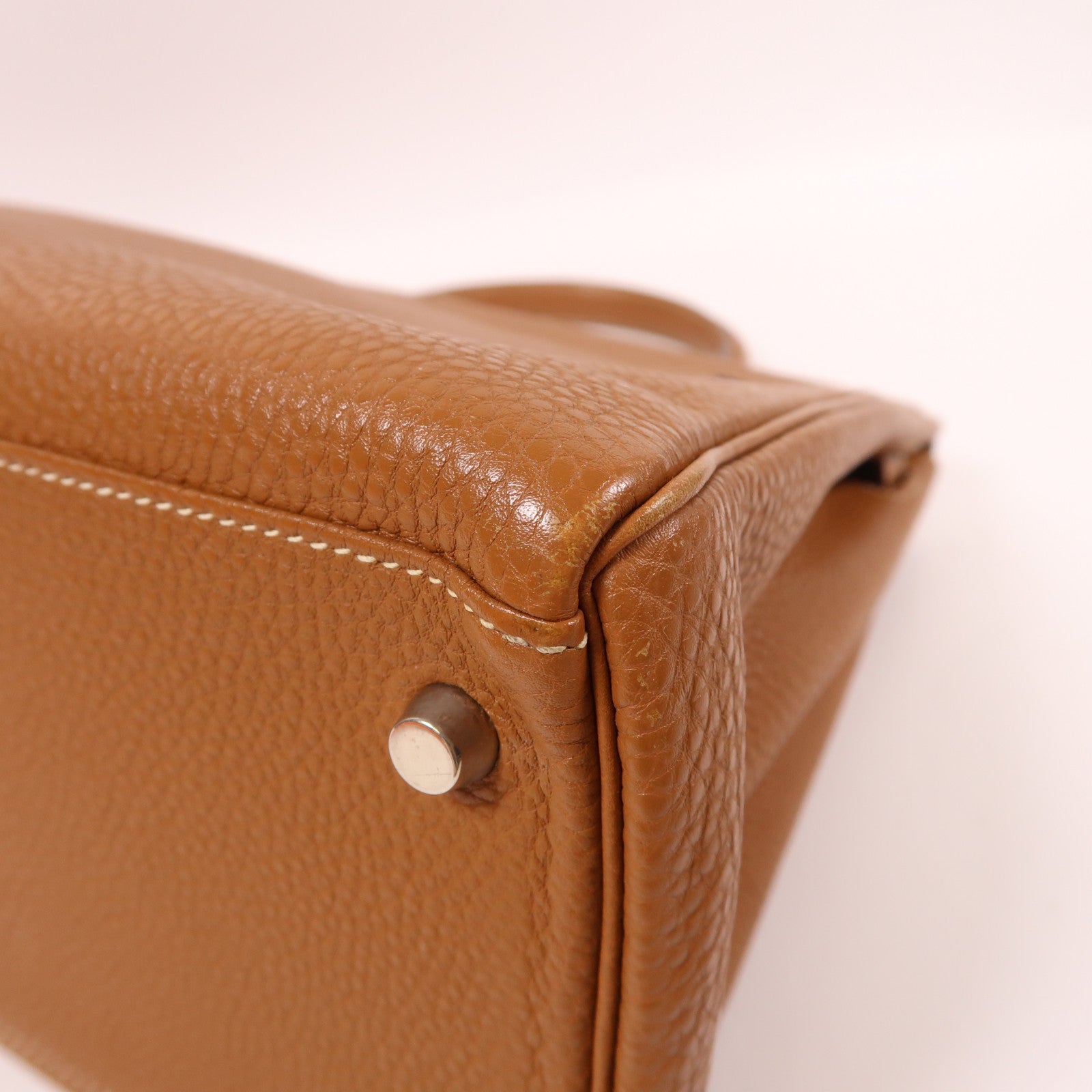 HERMES Togo皮革Kelly 35銀扣手挽肩背兩用袋金色