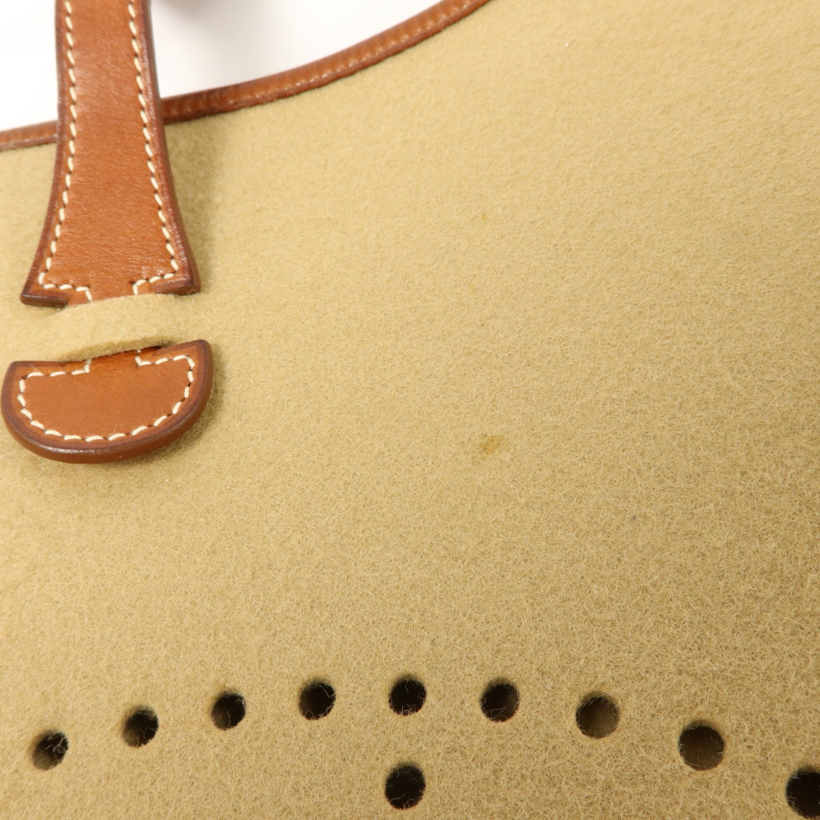 HERMES Felt/Barenia皮革Evelyne PM肩背袋Fauve/Iris