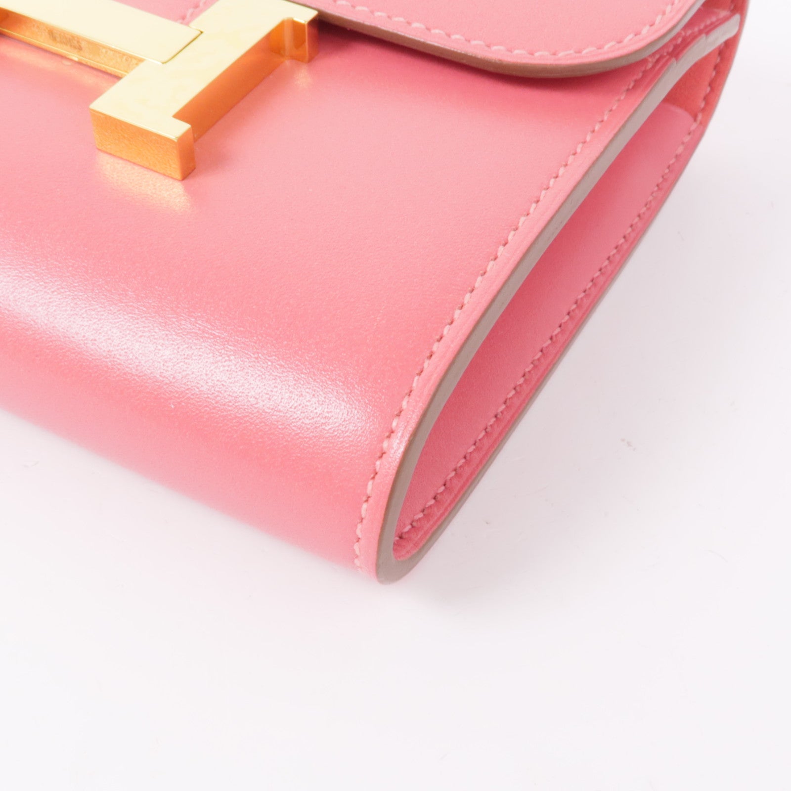 HERMES 【激減優惠】Swift皮革Constance Wallet金扣錢包U5 Rose Lipstick