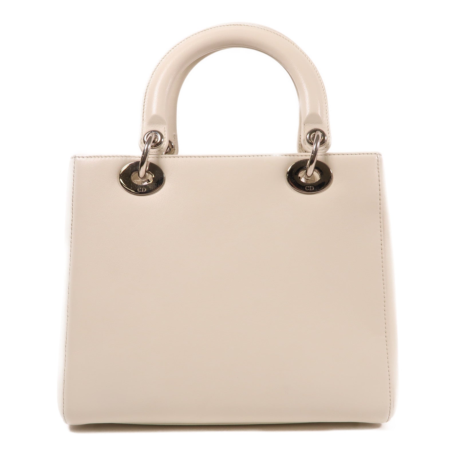 Dior 牛皮皮革Lady Dior Patch銀扣手挽肩背兩用袋白色