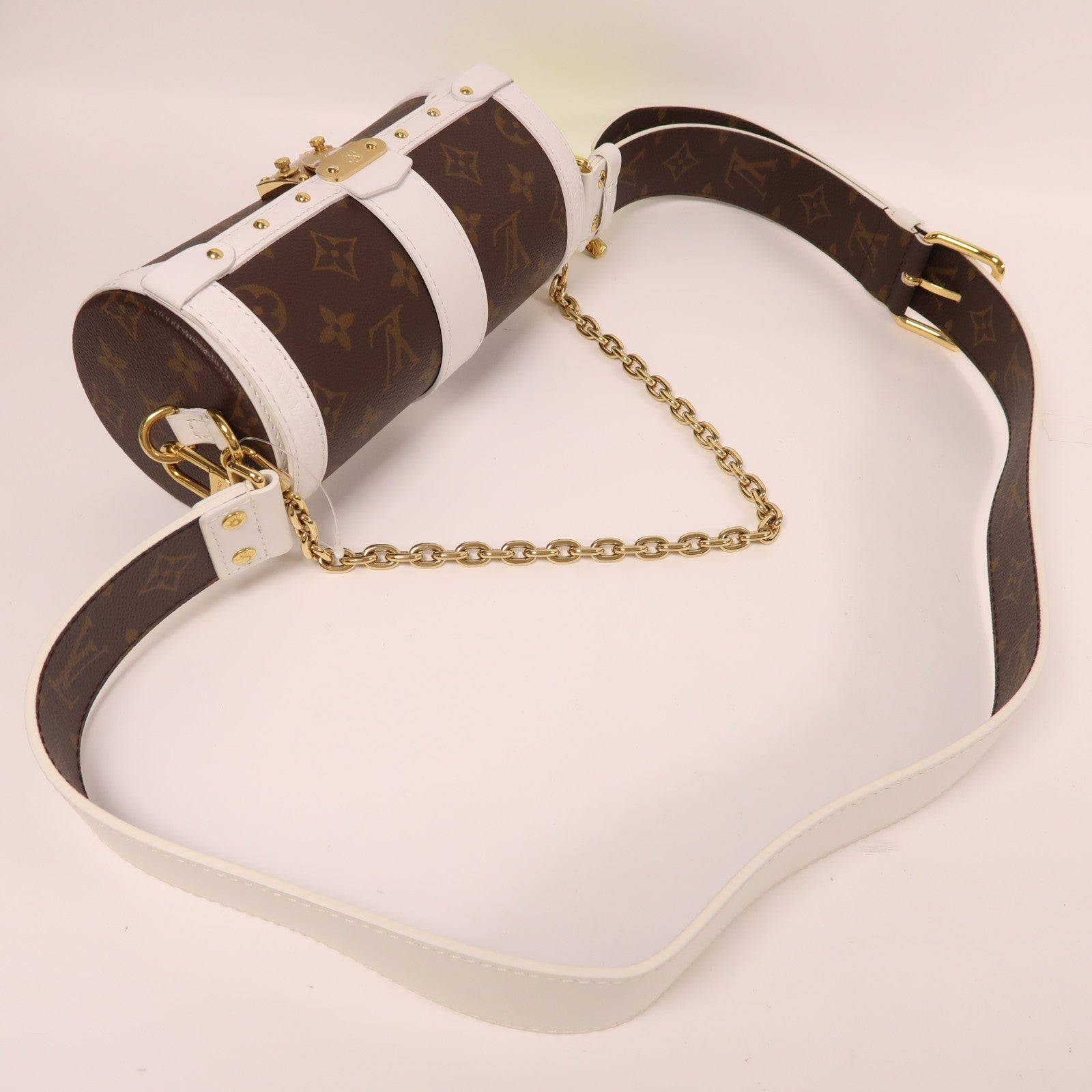 LOUIS VUITTON 【激減優惠】Monogram/牛皮皮革Papillon Trunk金扣鏈帶手挽肩背兩用袋