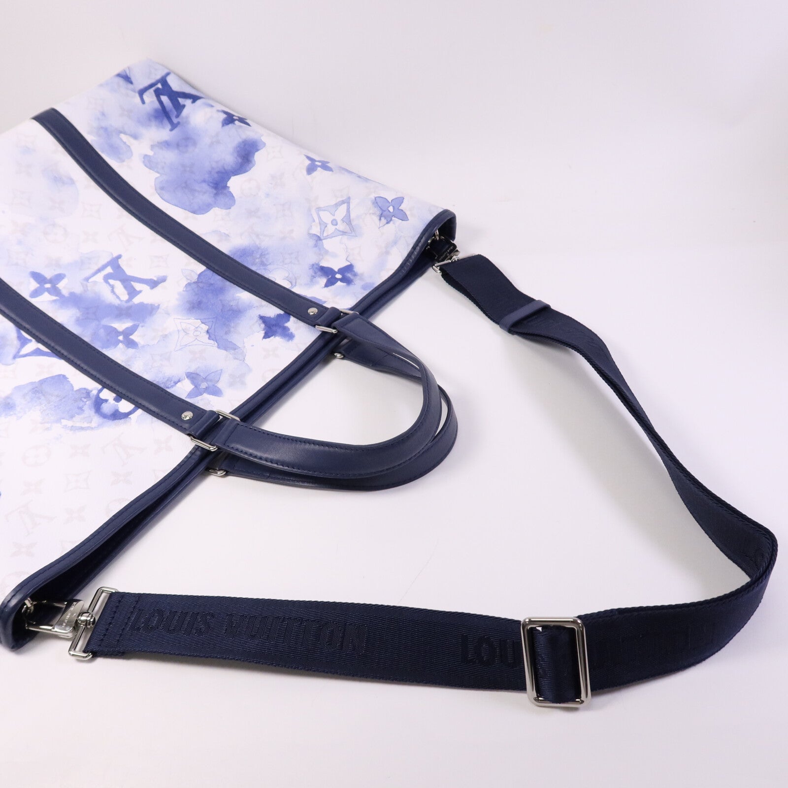 LOUIS VUITTON Monogram Watercolour Weekend Tote GM銀扣手挽肩背兩用袋