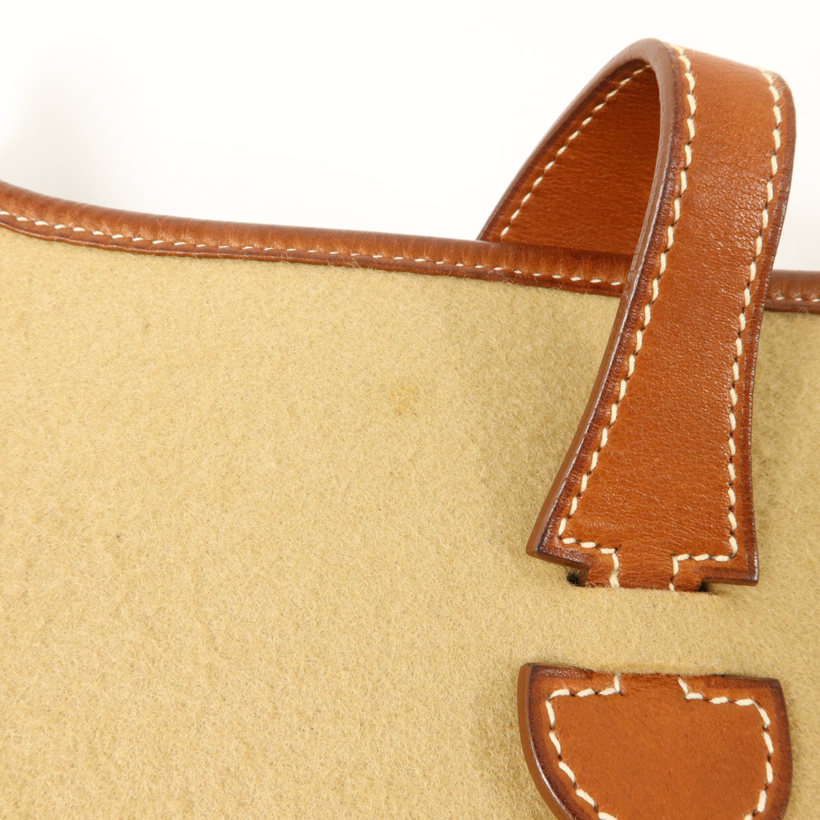 HERMES Felt/Barenia皮革Evelyne PM肩背袋Fauve/Iris