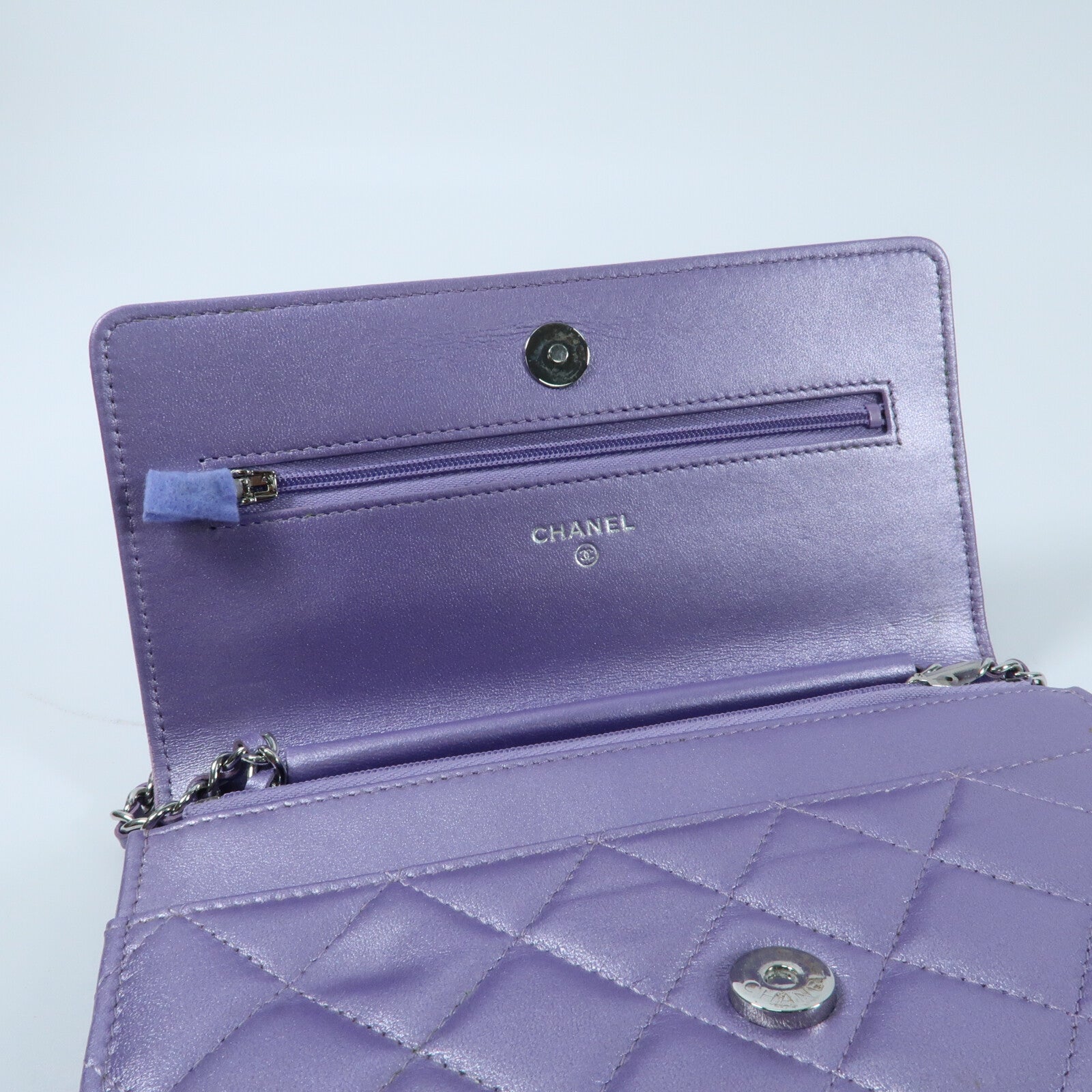 CHANEL 羊皮皮革WOC Wallet On Chain銀扣鏈帶肩背袋