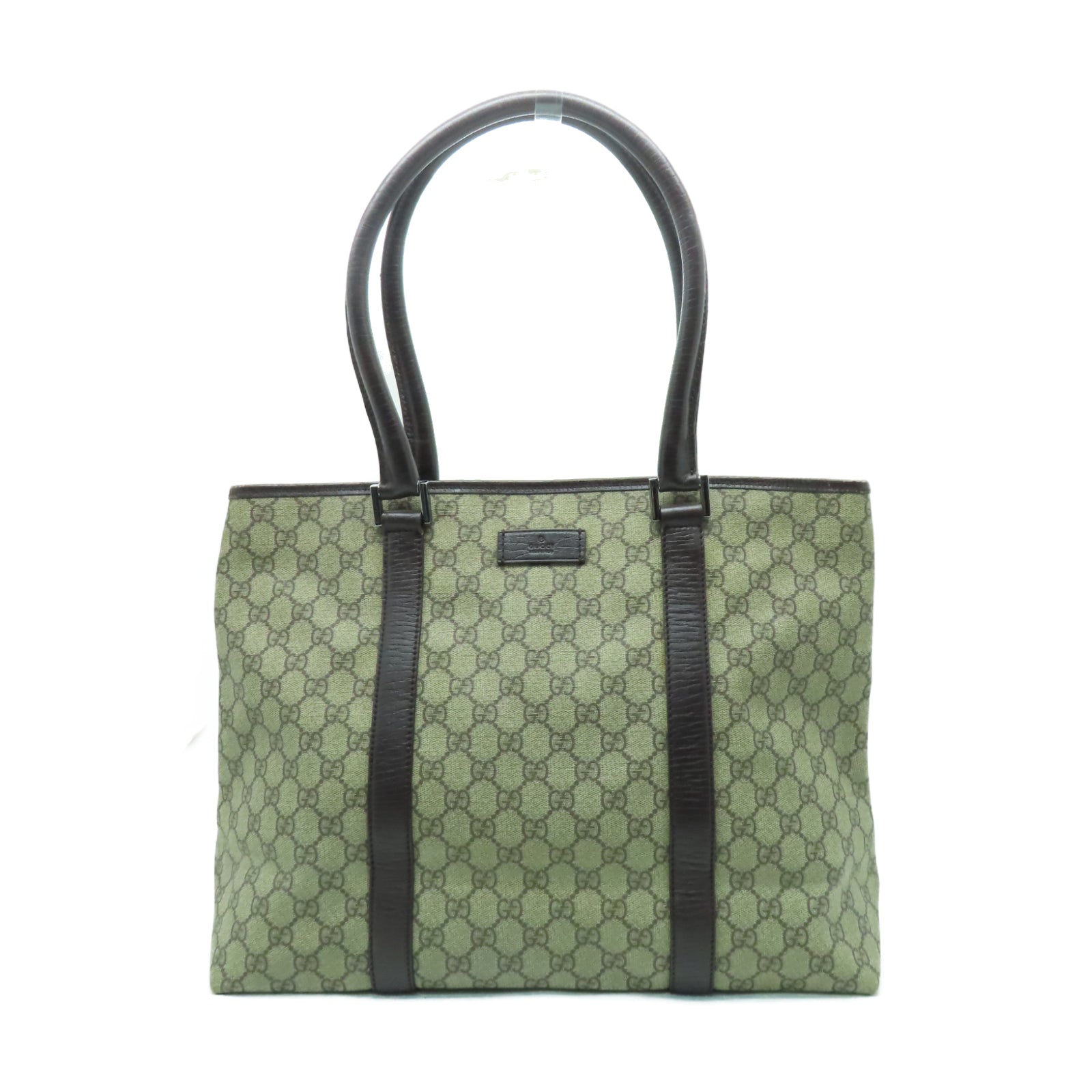 GUCCI 【激減優惠】塗層帆布Tote Bag銀扣肩背袋啡色