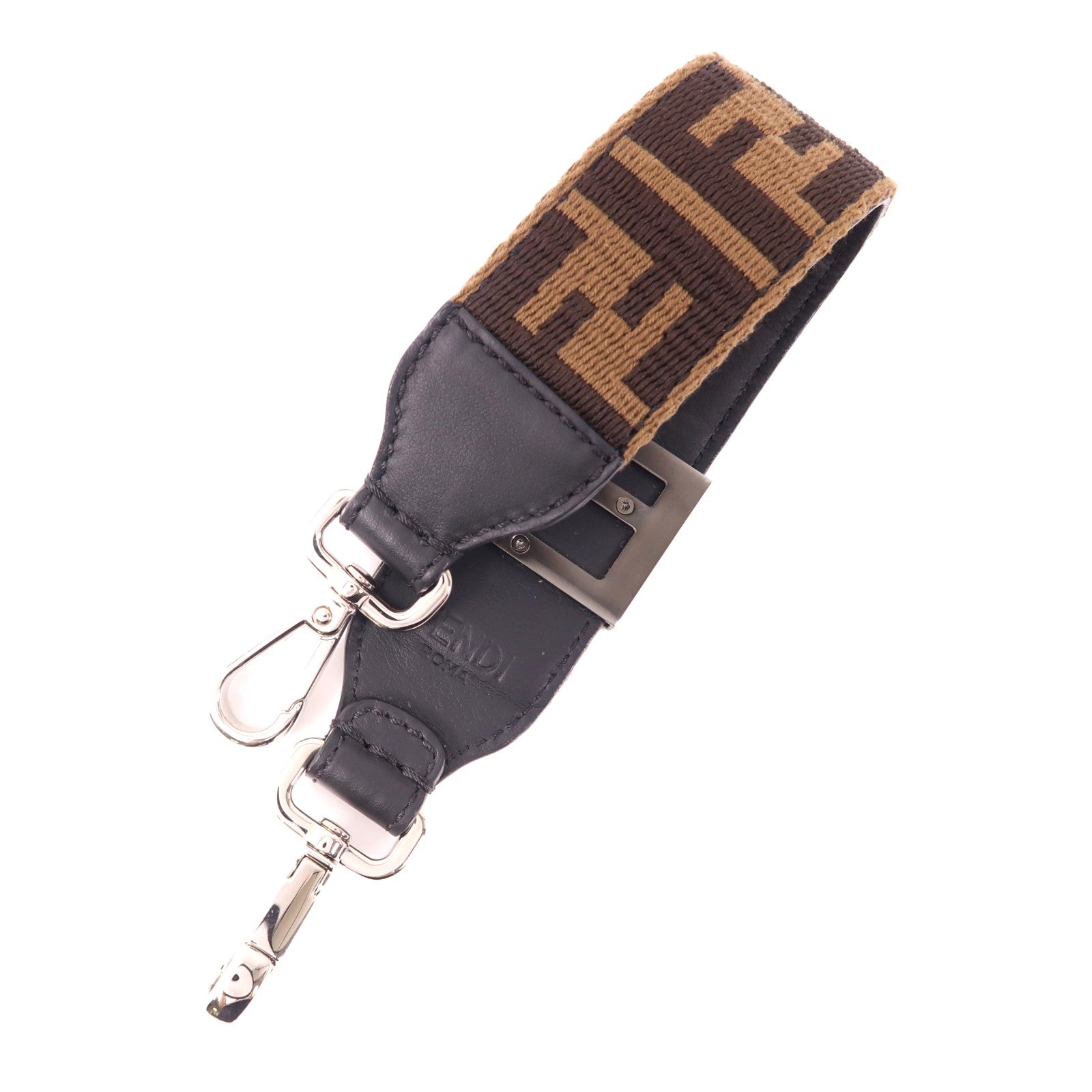 FENDI 帆布/牛皮皮革Strap銀扣肩背帶