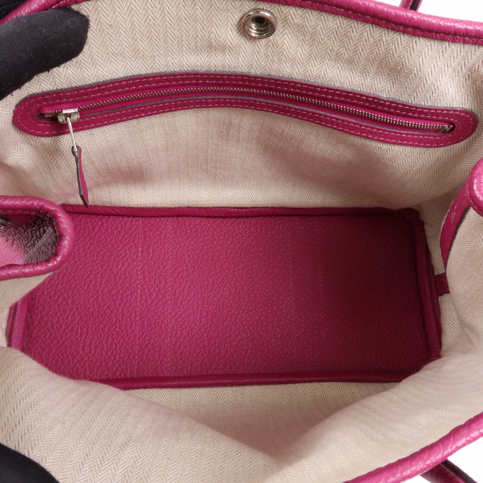 HERMES Negonda皮革Garden Party TPM銀扣手挽袋Magnolia