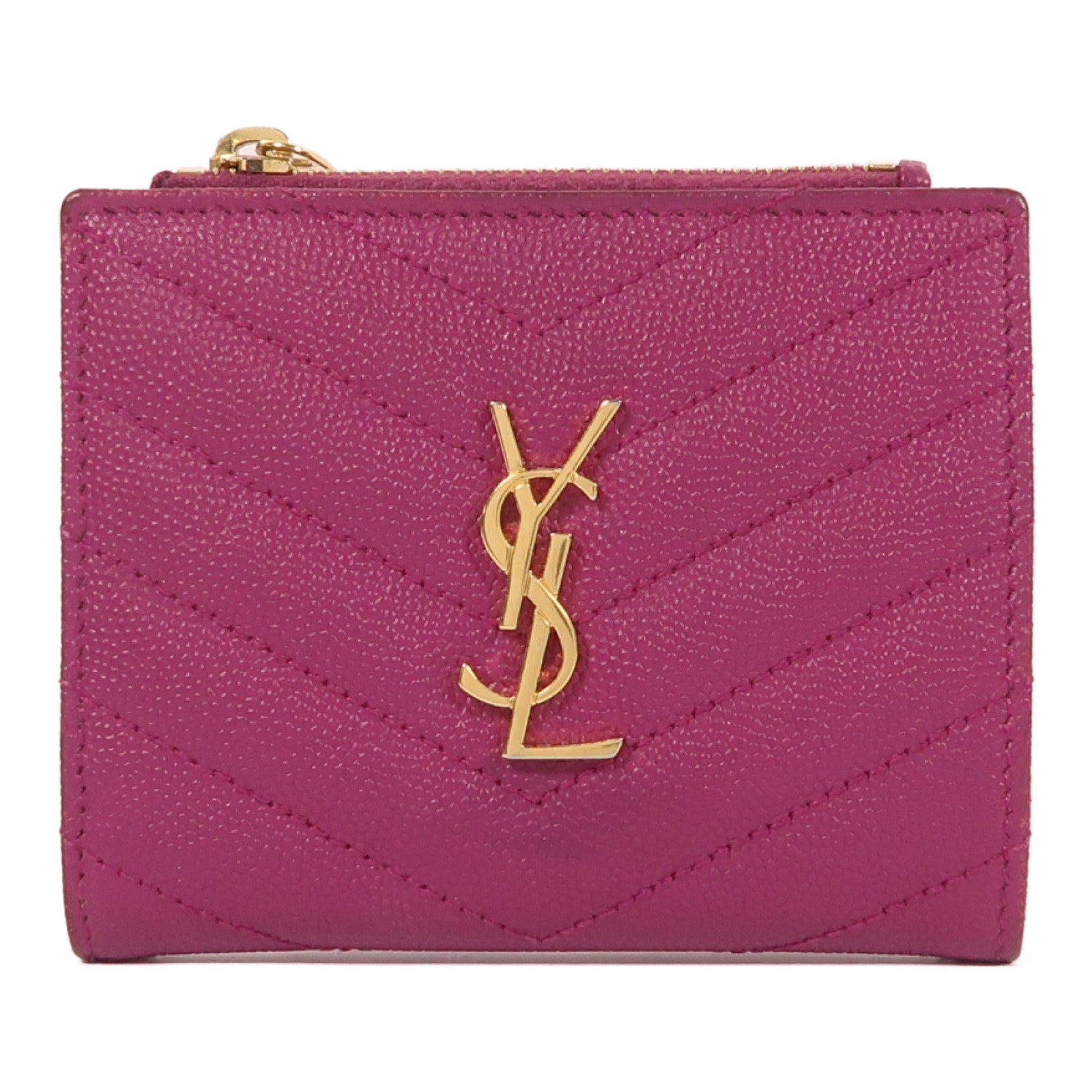 SAINT LAURENT 牛皮皮革Wallet金扣錢包紫色