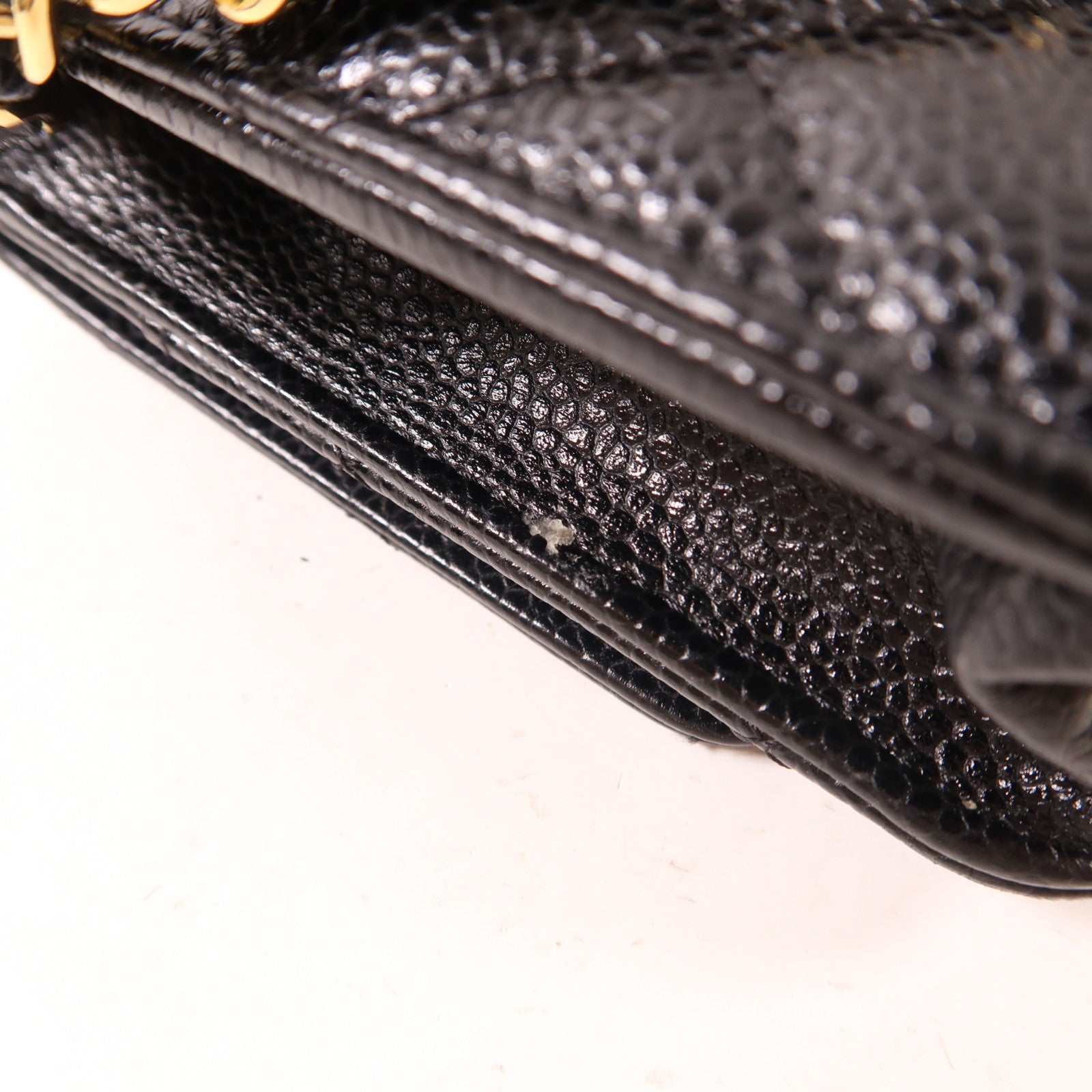 CHANEL 牛皮皮革Wallet On Chain金扣鏈帶肩背袋黑色