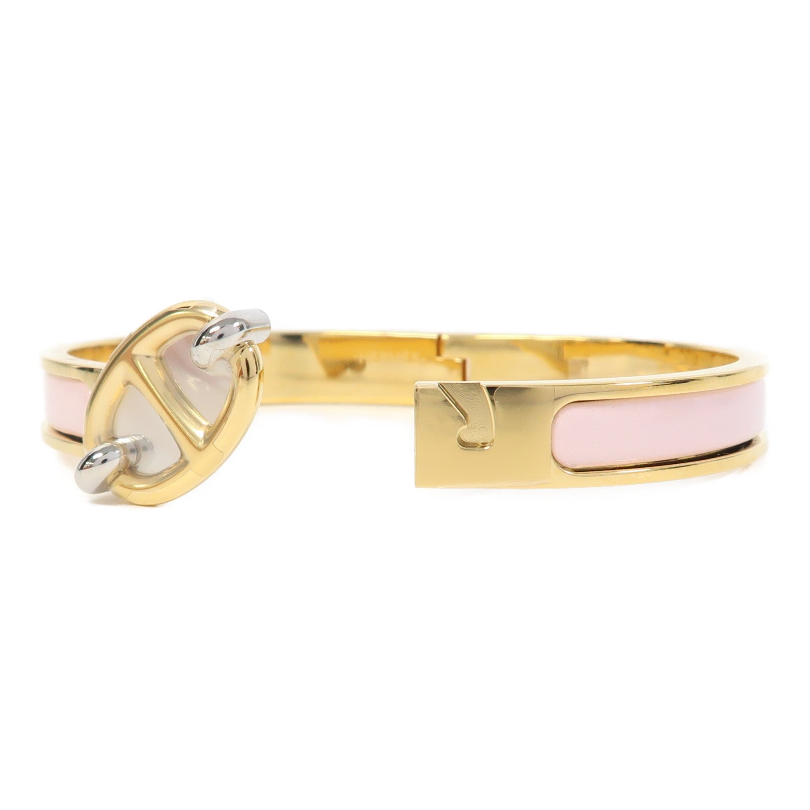 HERMES 金屬Mini Clic Chaine D'Ancre Bracelet金扣手鐲粉紅色/金色