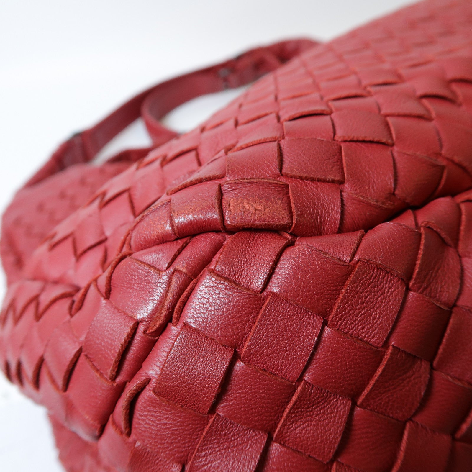 BOTTEGA VENETA 織紋皮革Campana Shoulder Bag肩背袋紅色