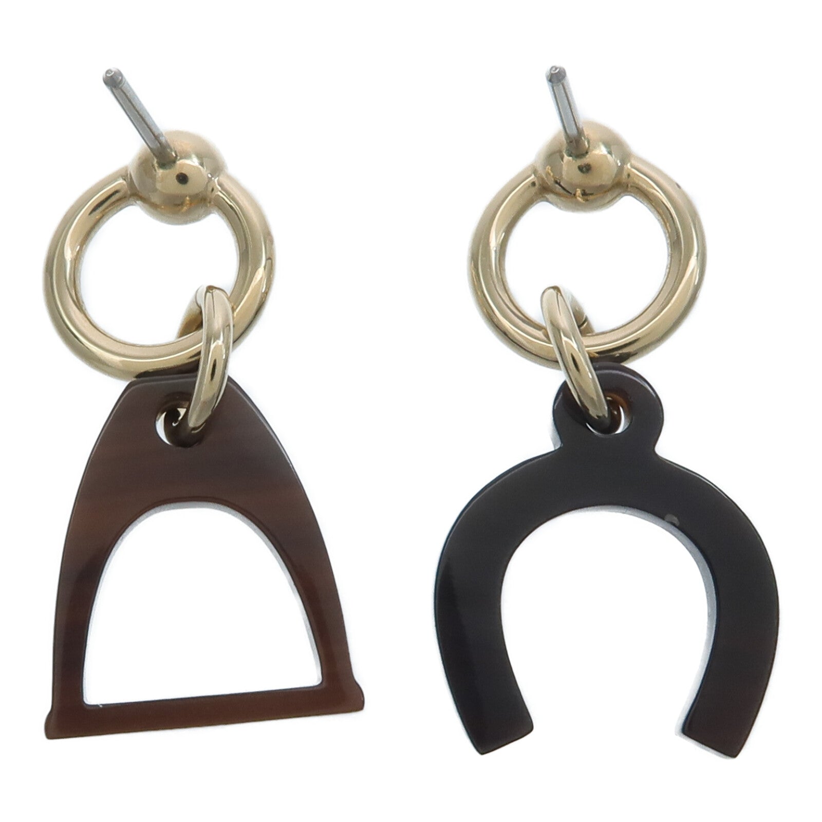 HERMES 水牛角/金屬Amulette Equestre Earrings耳環