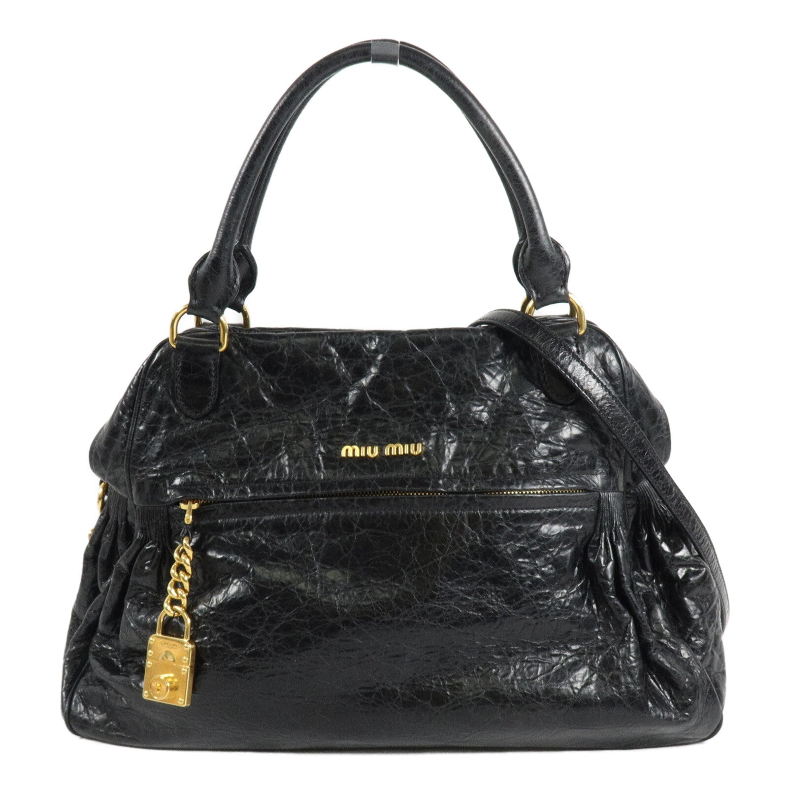 Miu Miu 牛皮皮革Vitello Lux Charm手挽肩背兩用袋