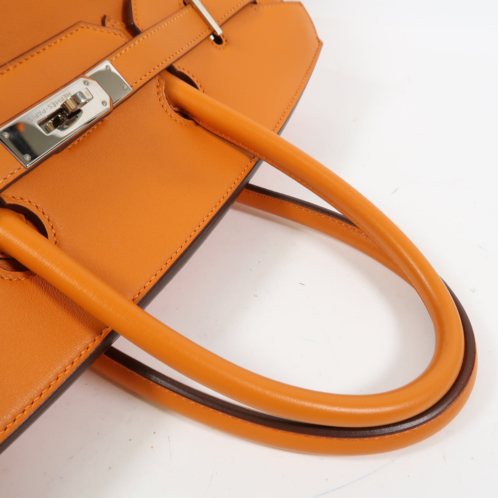 HERMES Swift皮革Birkin 35銀扣手挽袋Orange橙色