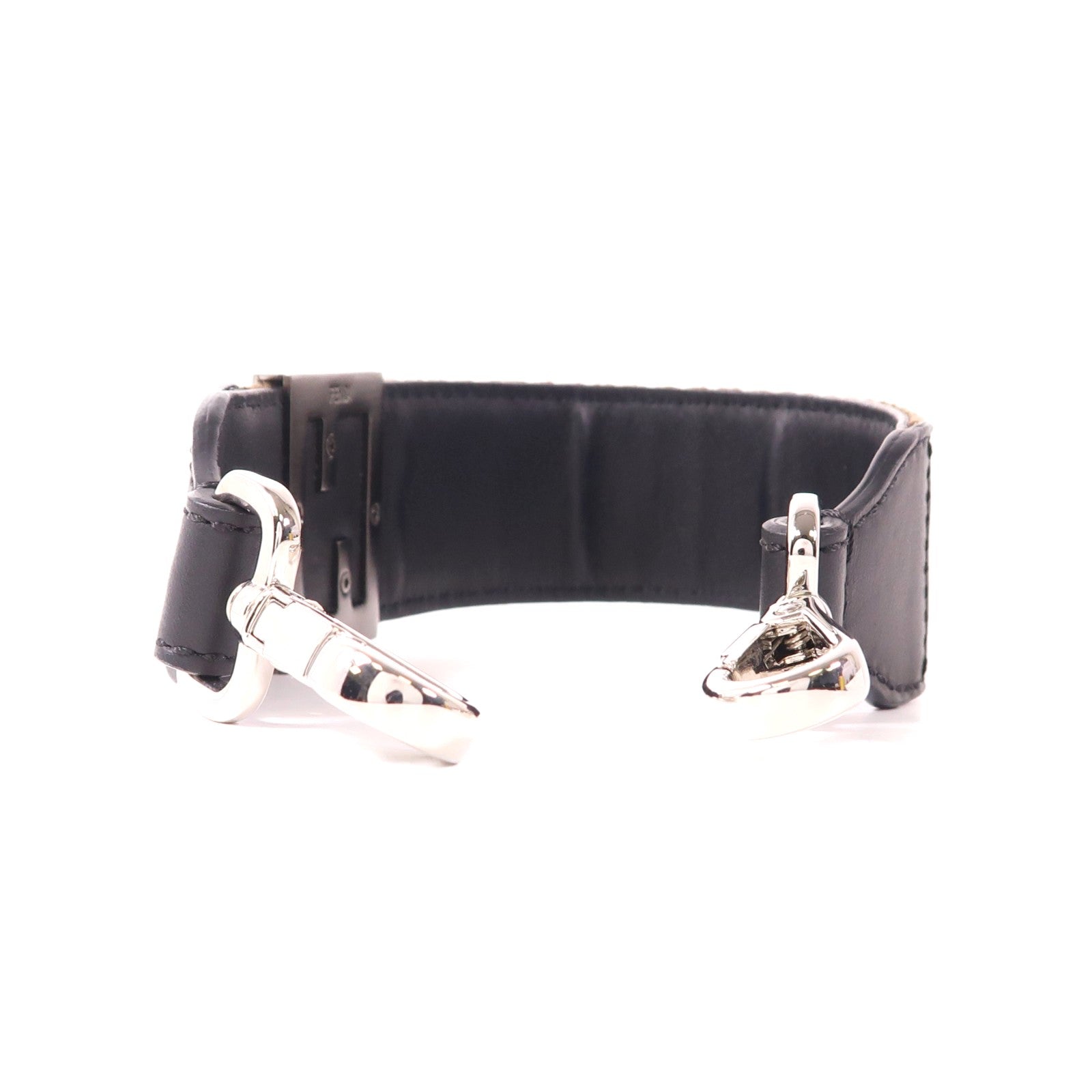 FENDI 帆布/牛皮皮革Strap銀扣肩背帶