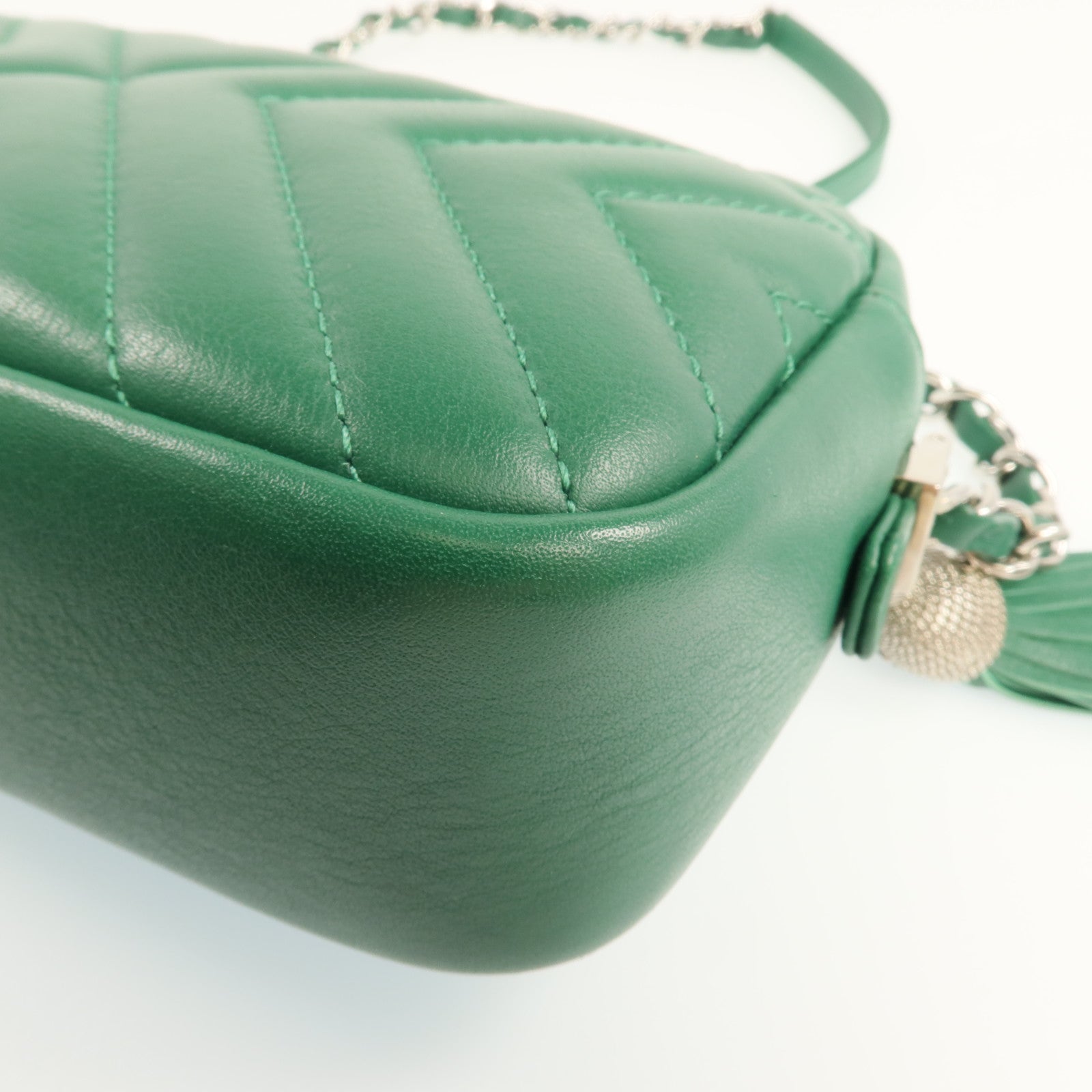 CHANEL 羊皮皮革Camera Bag銀扣鏈帶肩背袋