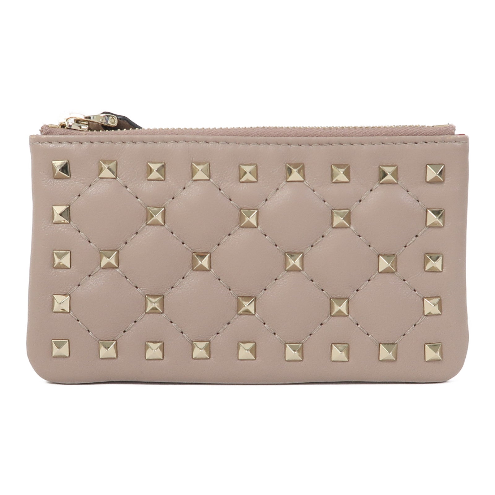 Valentino 牛皮皮革Card Case金扣卡片套裸色