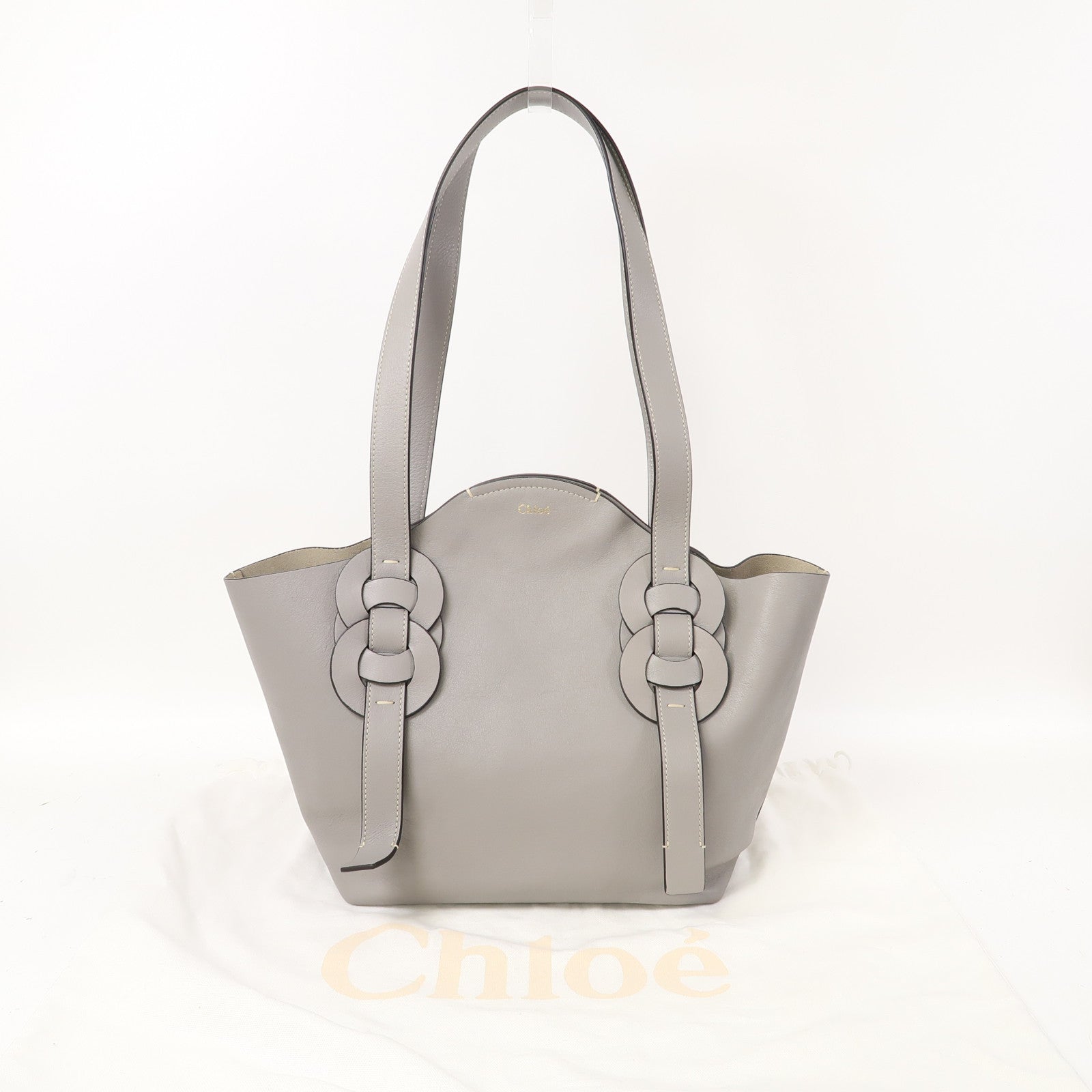 Chloe 牛皮皮革Shoulder Bag金扣肩背袋灰色