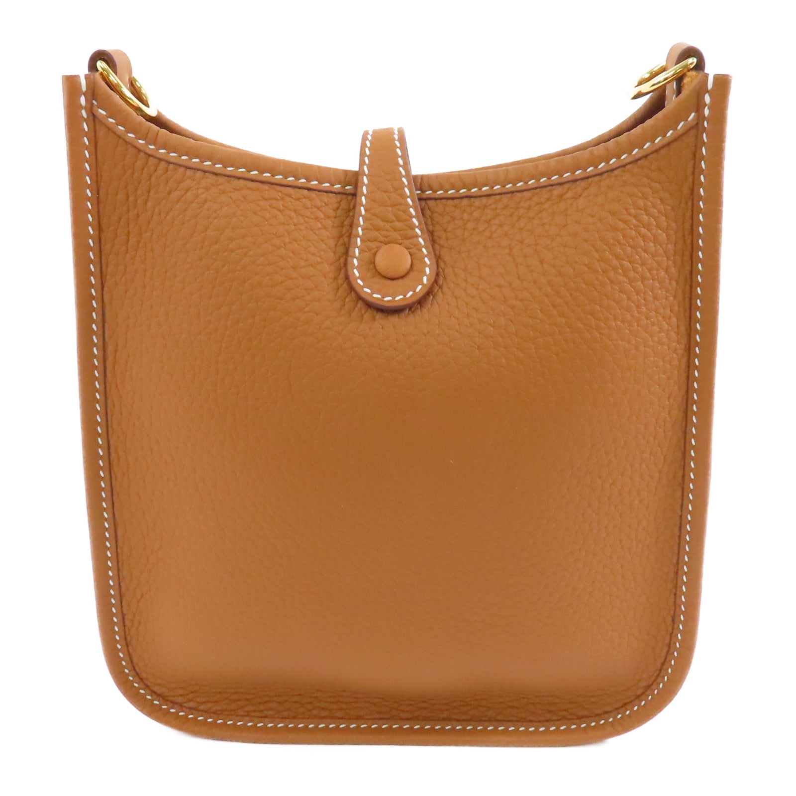 HERMES Clemence皮革Evelyne TPM金扣肩背袋Gold/棕色