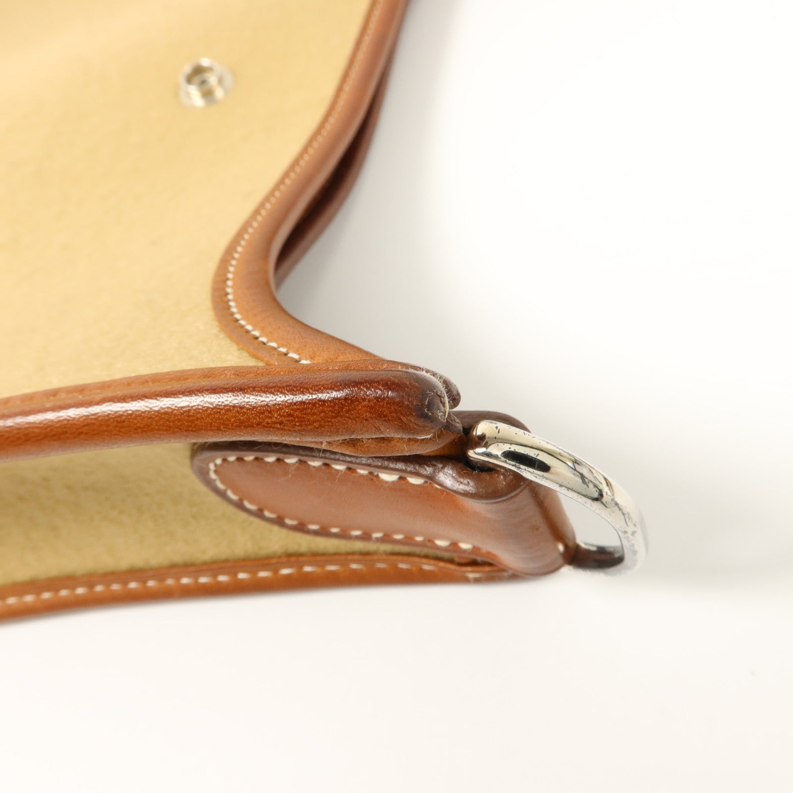 HERMES Felt/Barenia皮革Evelyne PM肩背袋Fauve/Iris