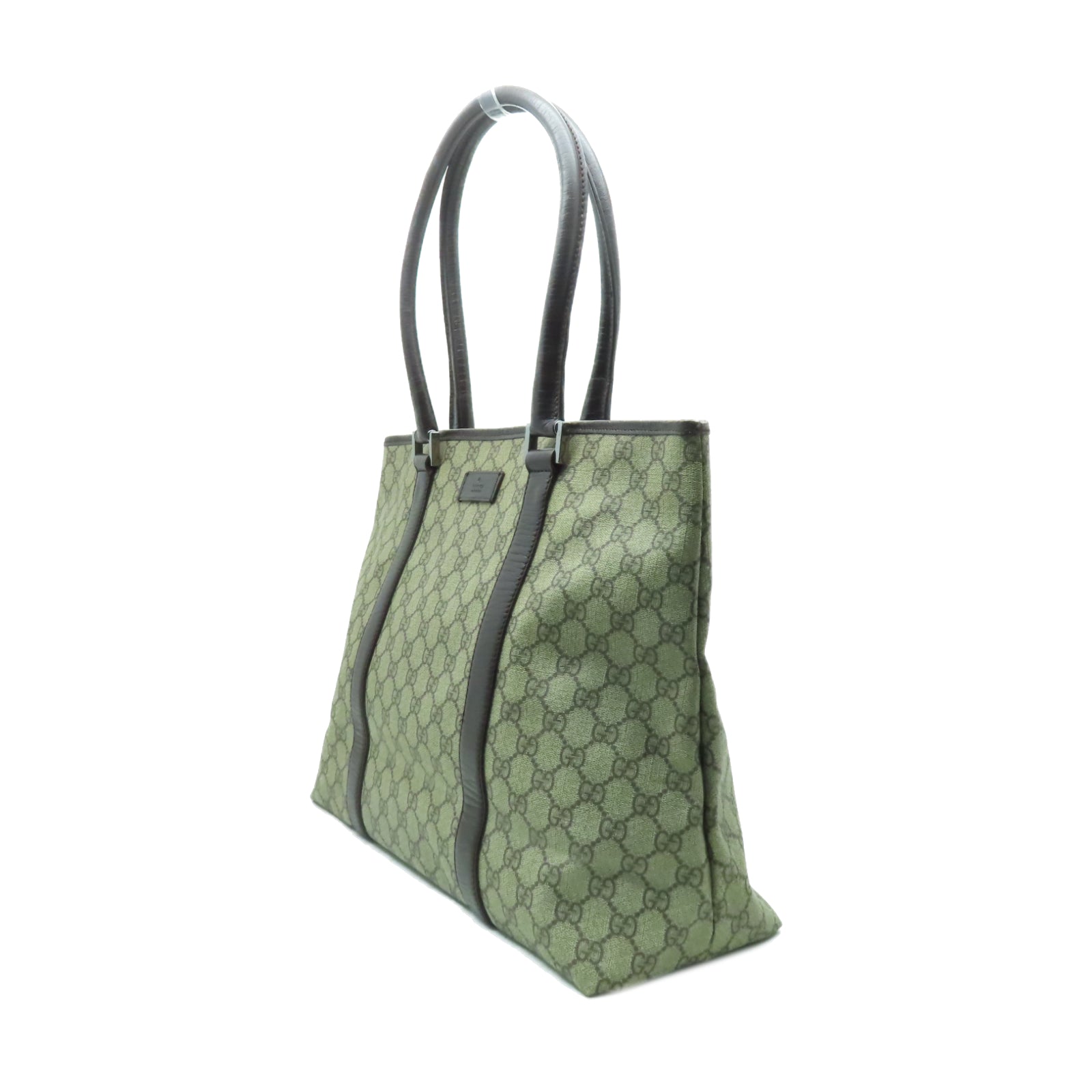 GUCCI 【激減優惠】塗層帆布Tote Bag銀扣肩背袋啡色