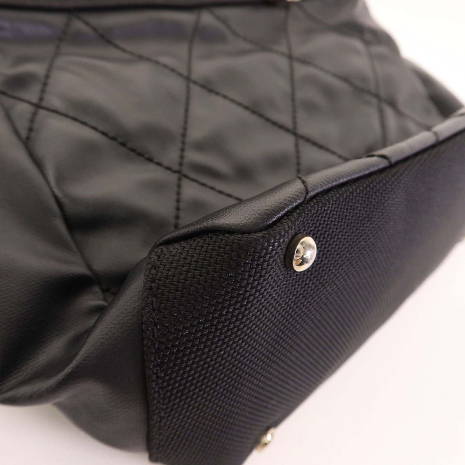 CHANEL 塗層帆布Shoulder Tote銀扣肩背袋/手挽袋