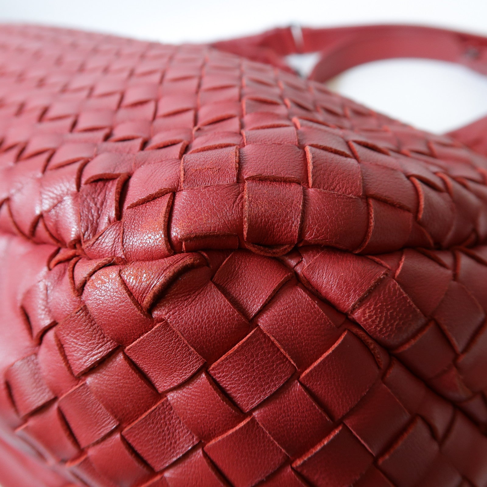 BOTTEGA VENETA 織紋皮革Campana Shoulder Bag肩背袋紅色