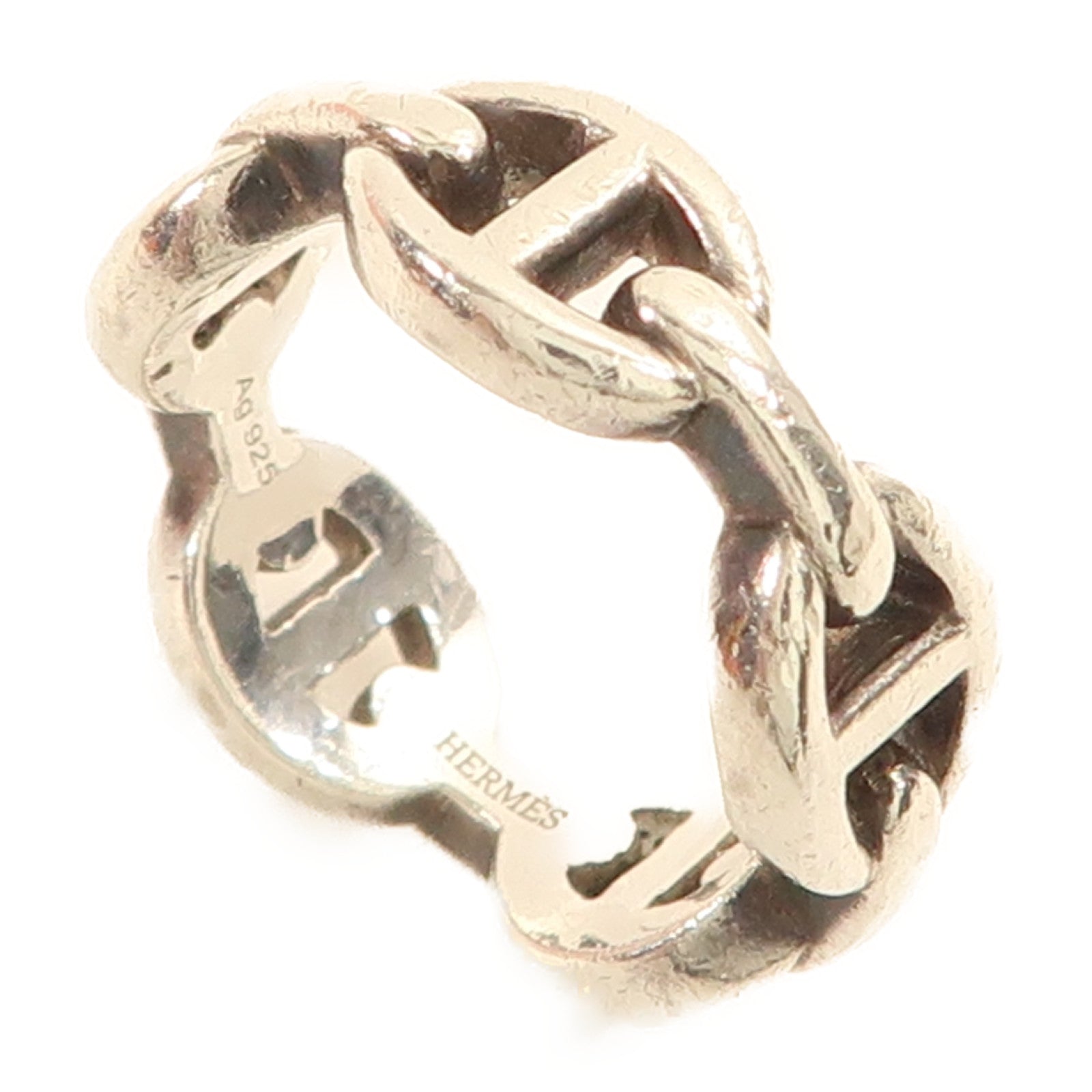 HERMES 925純銀Chaine d'ancre Enchainee Ring戒指US#5.25