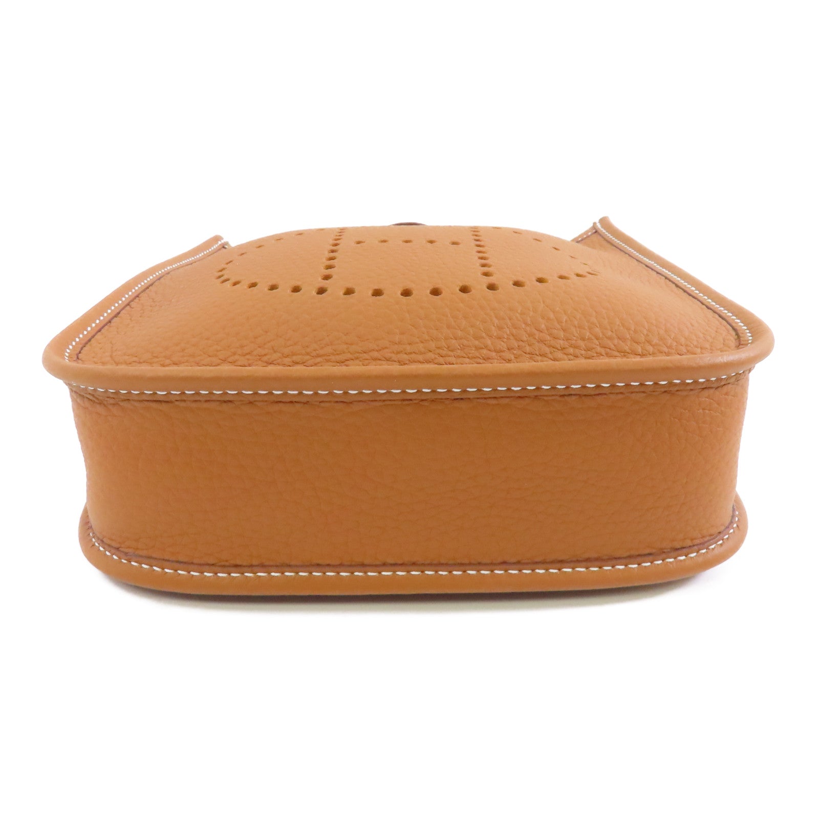 HERMES Clemence皮革Evelyne TPM金扣肩背袋Gold/棕色