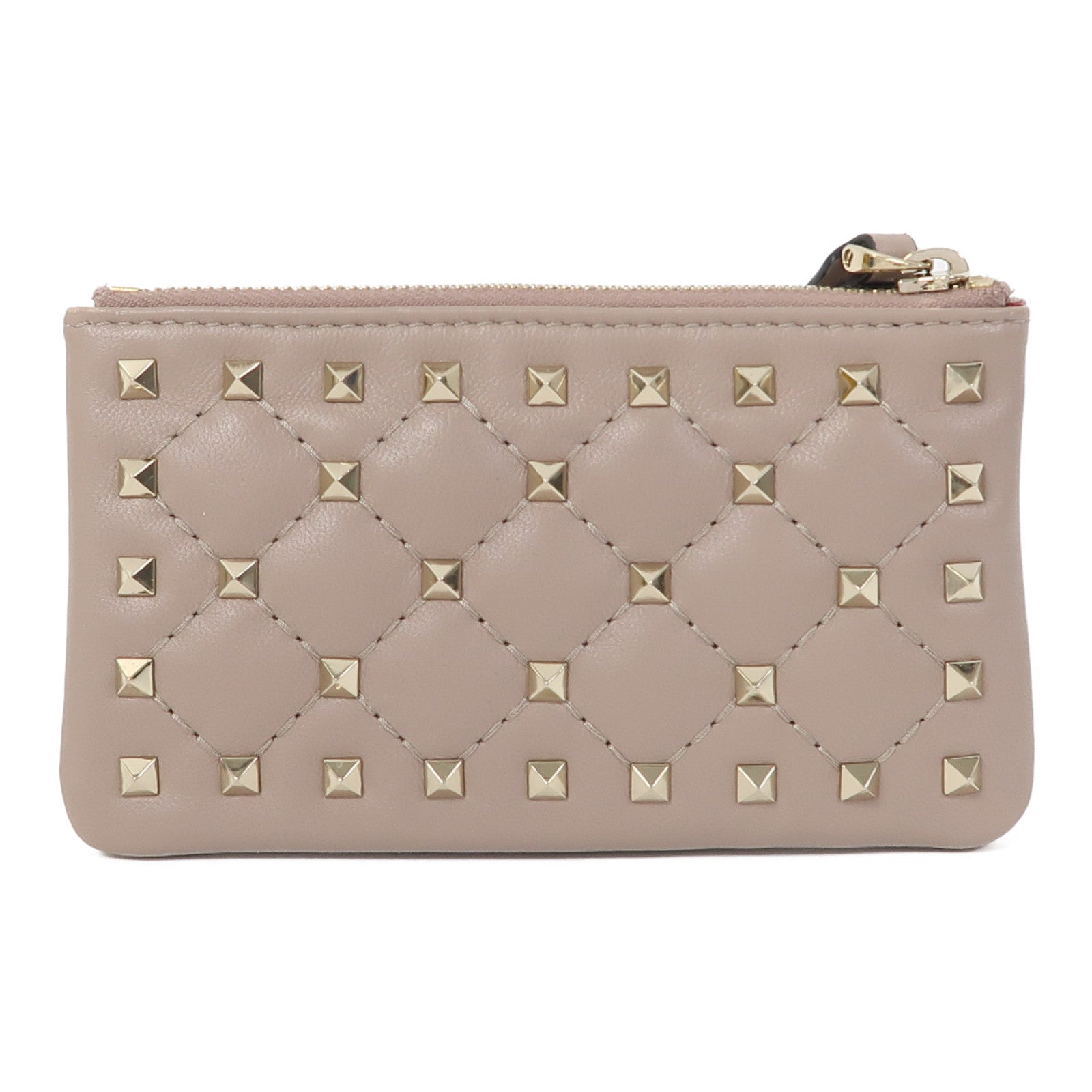 Valentino 牛皮皮革Card Case金扣卡片套裸色