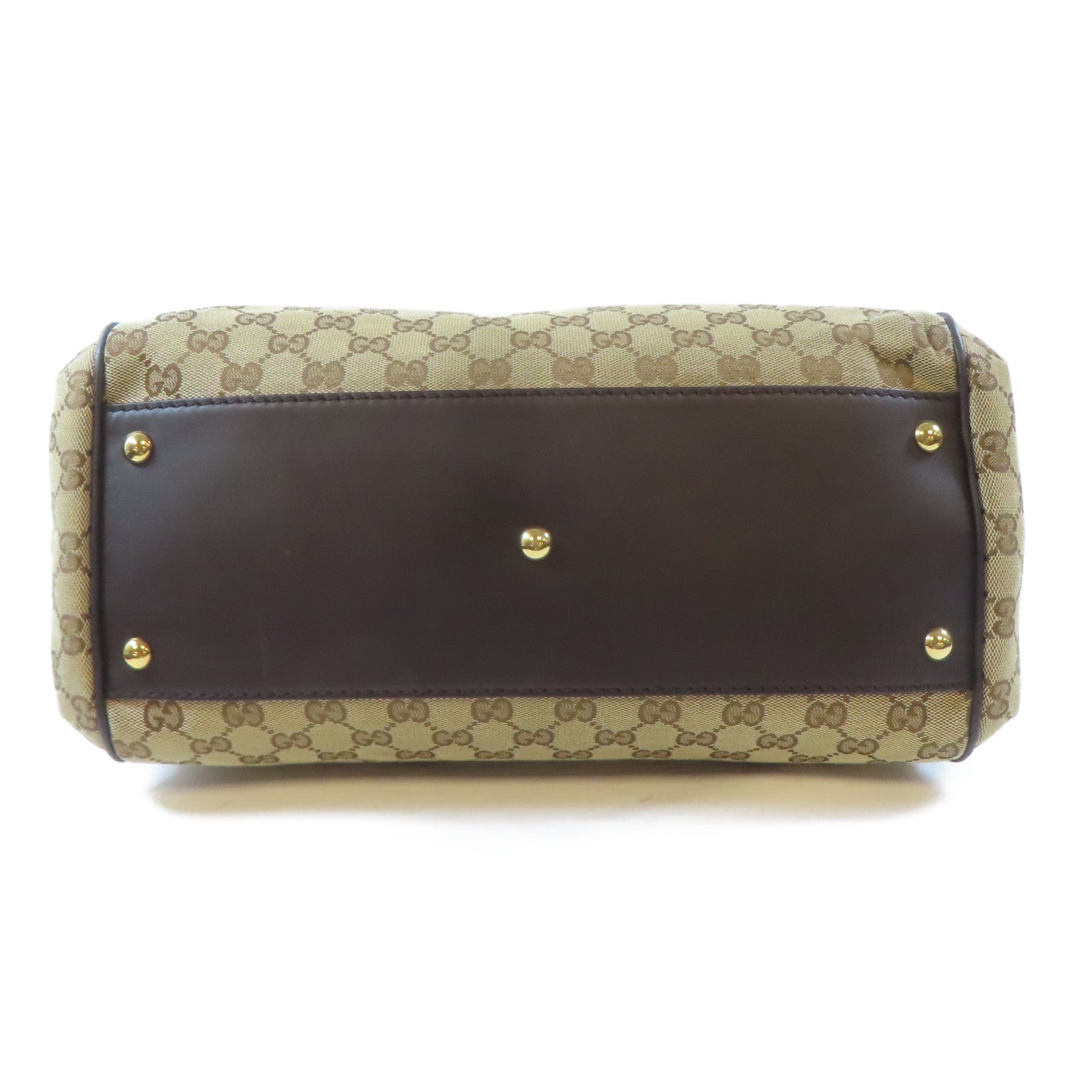 GUCCI 帆布Scarlett金扣手挽肩背兩用袋啡色