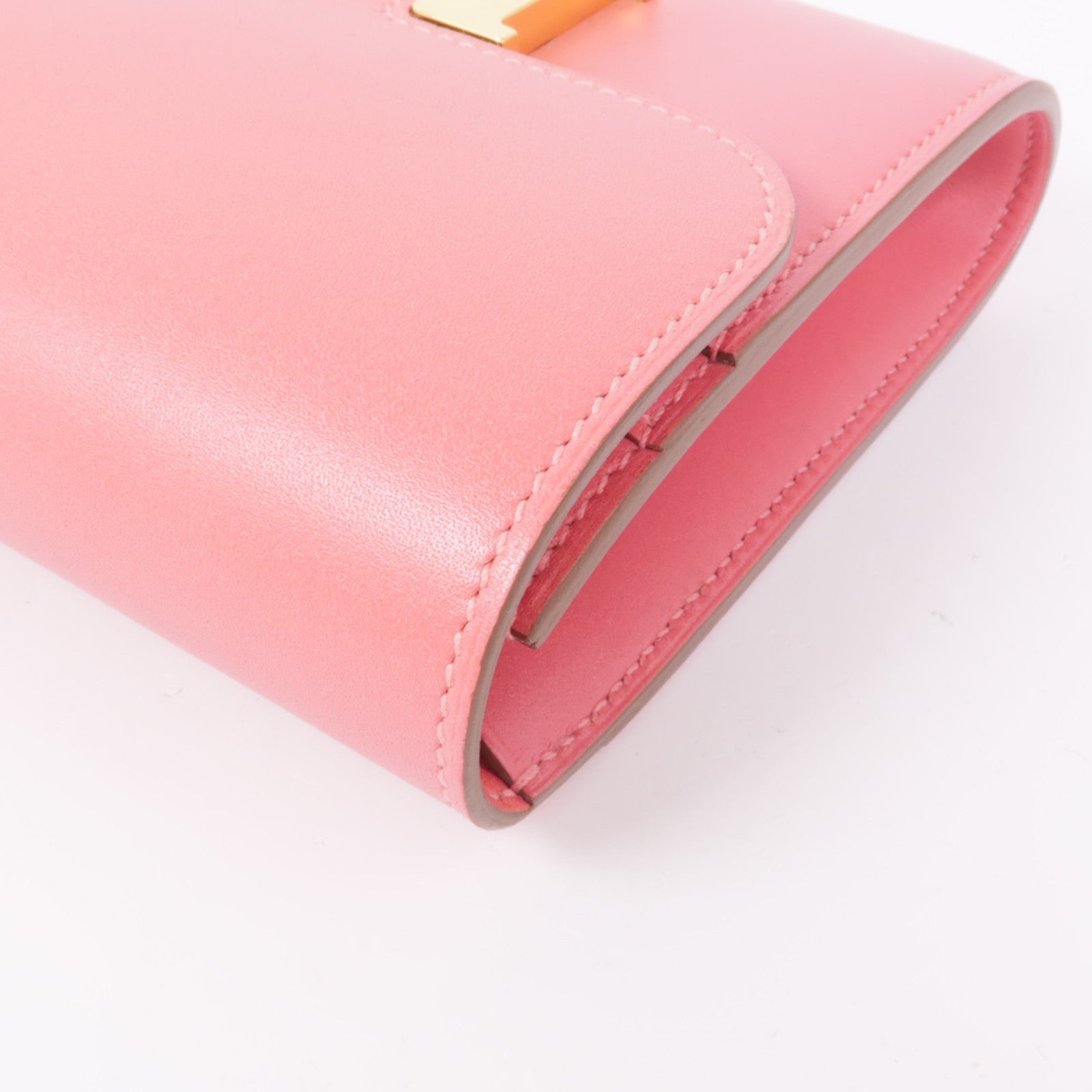 HERMES 【激減優惠】Swift皮革Constance Wallet金扣錢包U5 Rose Lipstick