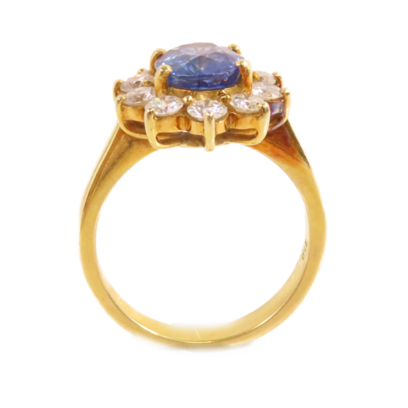 JEWELRY 18K黃金/藍寶石/鑽石Sapphire Diamond Ring戒指US#7.25