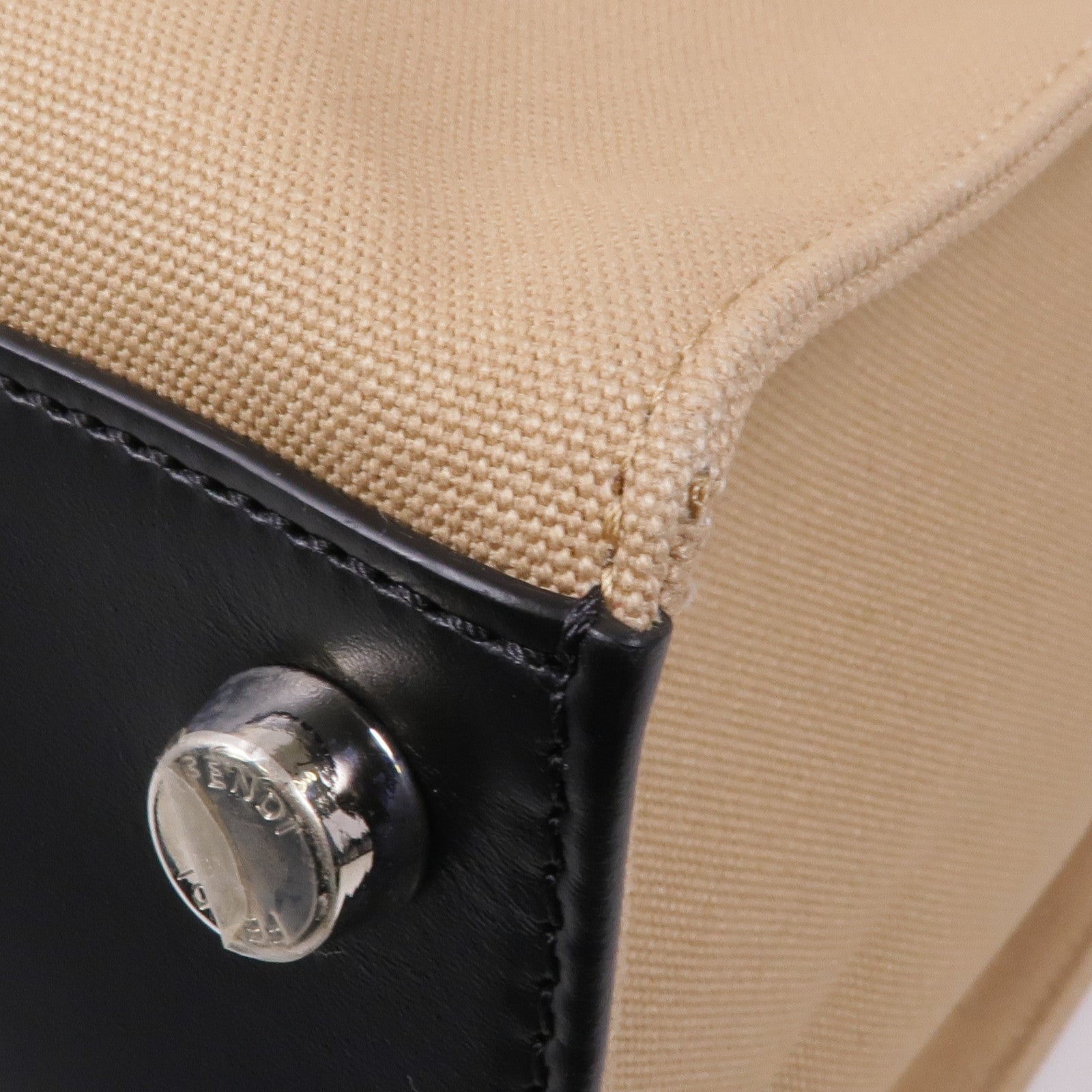 FENDI 牛皮皮革/帆布2way Shoulder Bag銀扣手挽肩背兩用袋