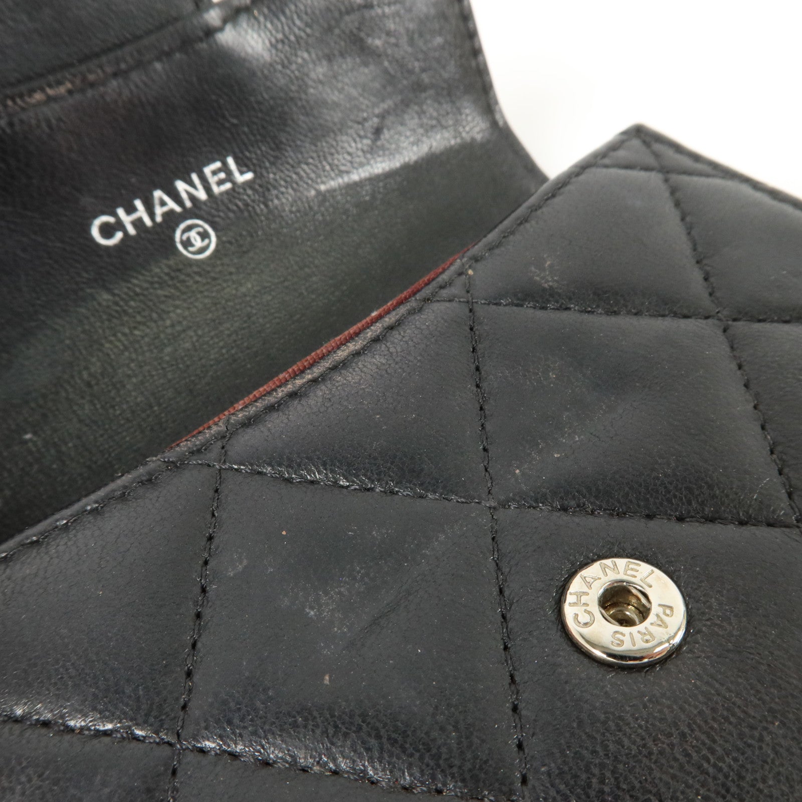 CHANEL 羊皮皮革Card Case銀扣卡片套