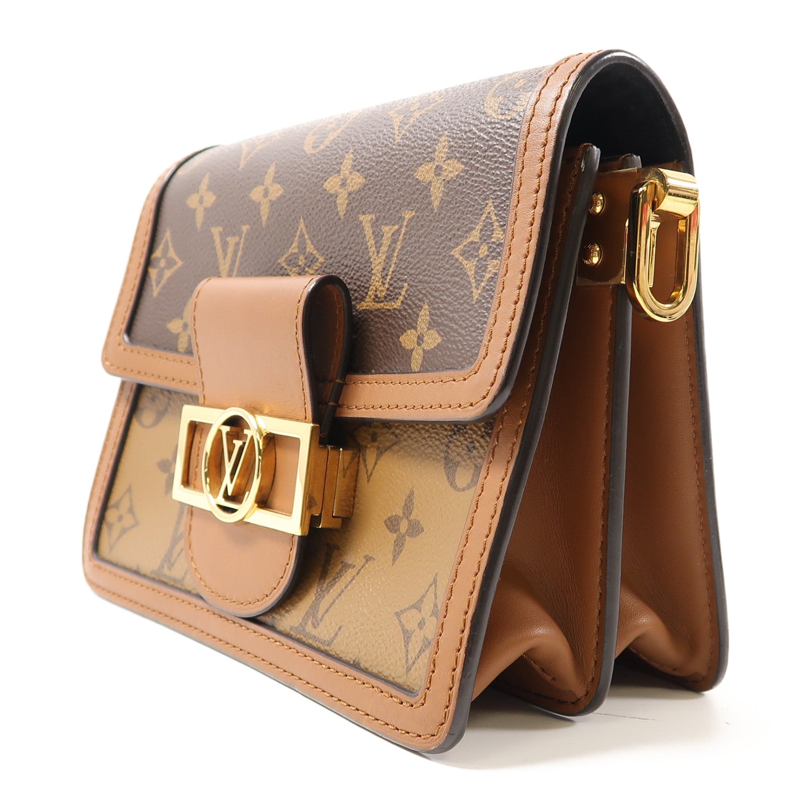 LOUIS VUITTON Monogram Dauphine金扣肩背袋啡色